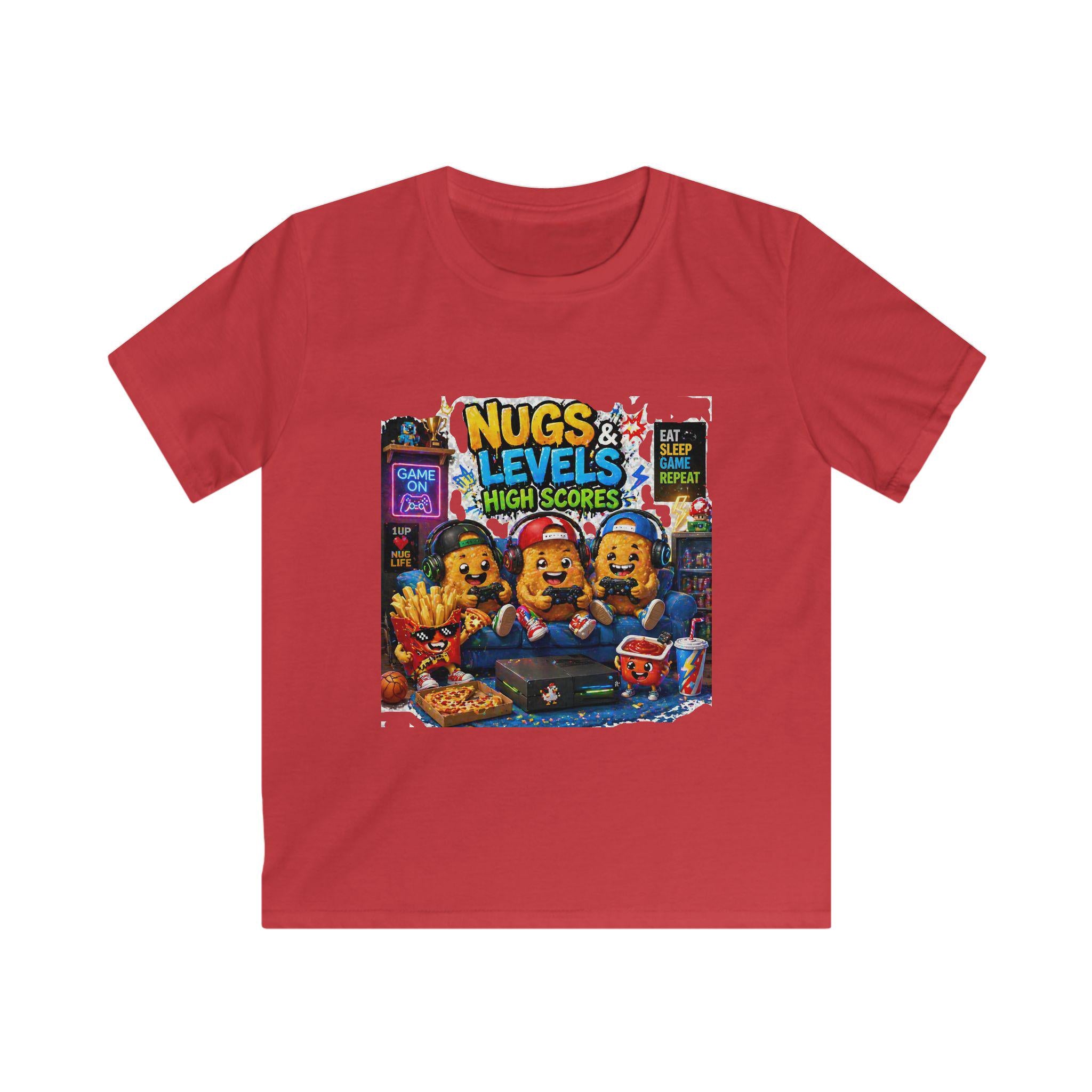 Nugs Levels Arcade Game Kids Tee | Cartoon Nuggets High Scores