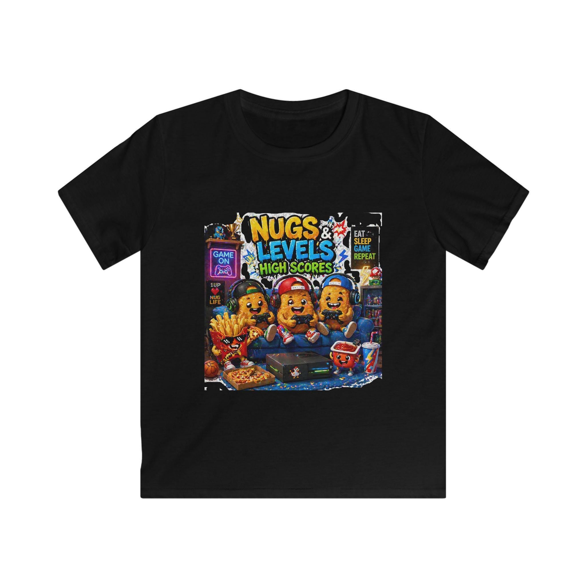 Nugs Levels Arcade Game Kids Tee | Cartoon Nuggets High Scores