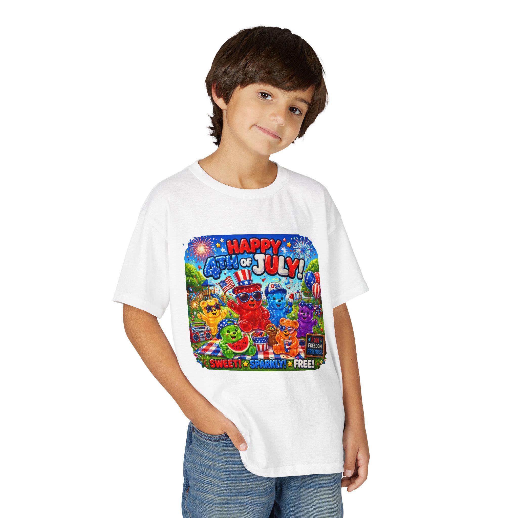 Happy 4th of July Cartoon Characters T-Shirt | Kids Independence Day Tee