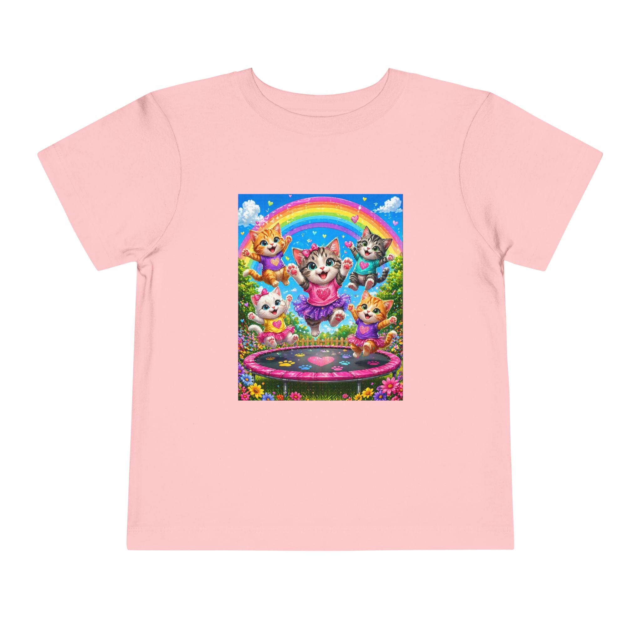 Playful Kittens on Trampoline toddler tee | Rainbow, Flowers, Cute Animals