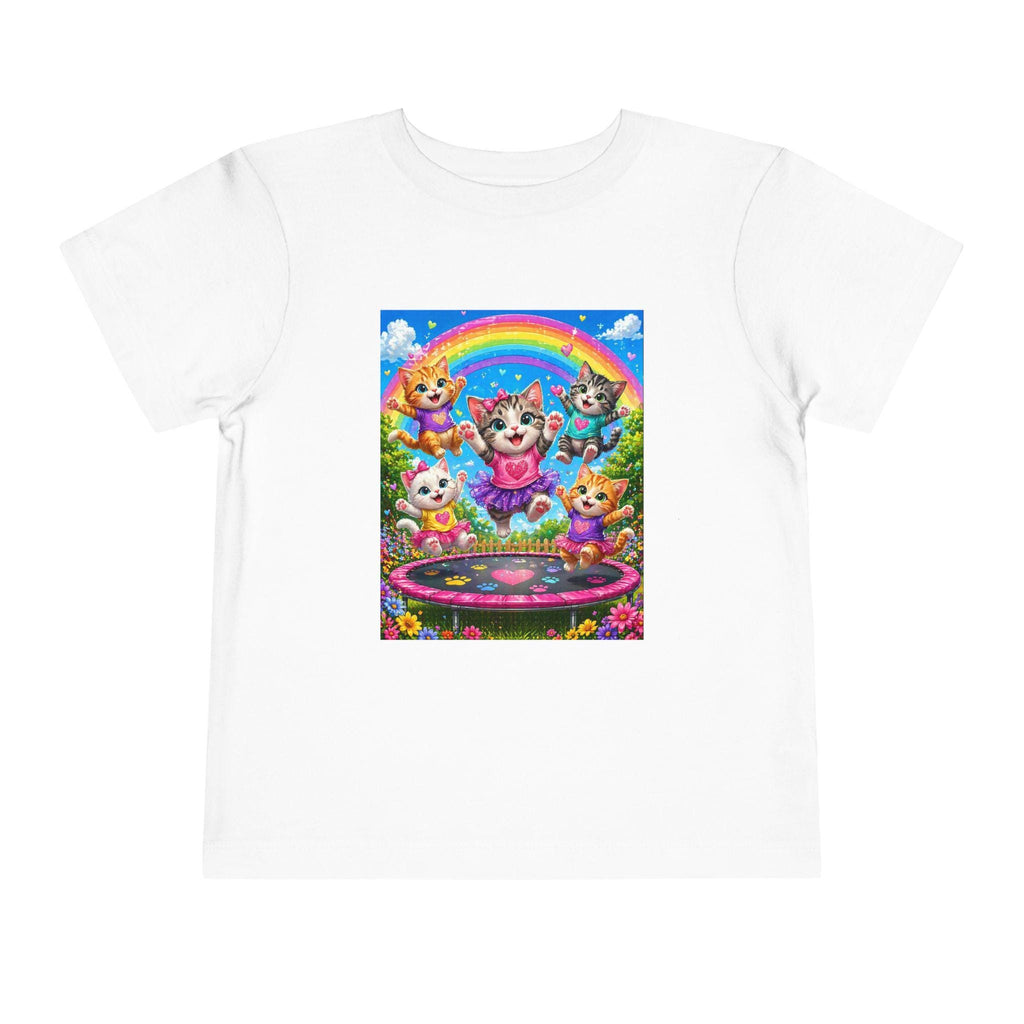 Playful Kittens on Trampoline toddler tee | Rainbow, Flowers, Cute Animals