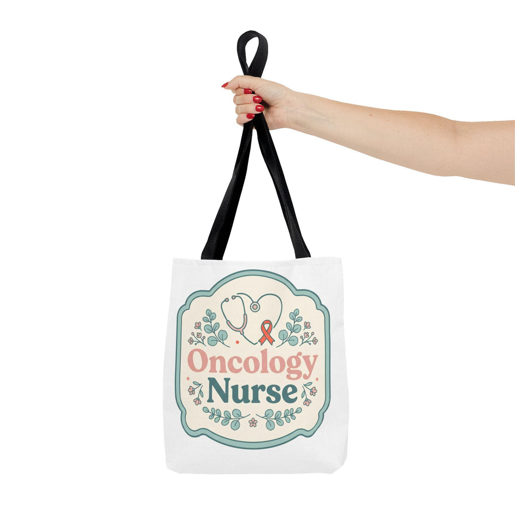 Oncology Nurse heart stethoscope ribbon tote bag | AOP all-over print