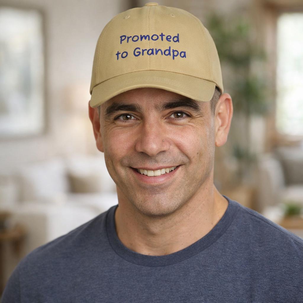 Promoted to Grandpa Classic Dad Cap | New Grandpa Hat, Pregnancy Announcement