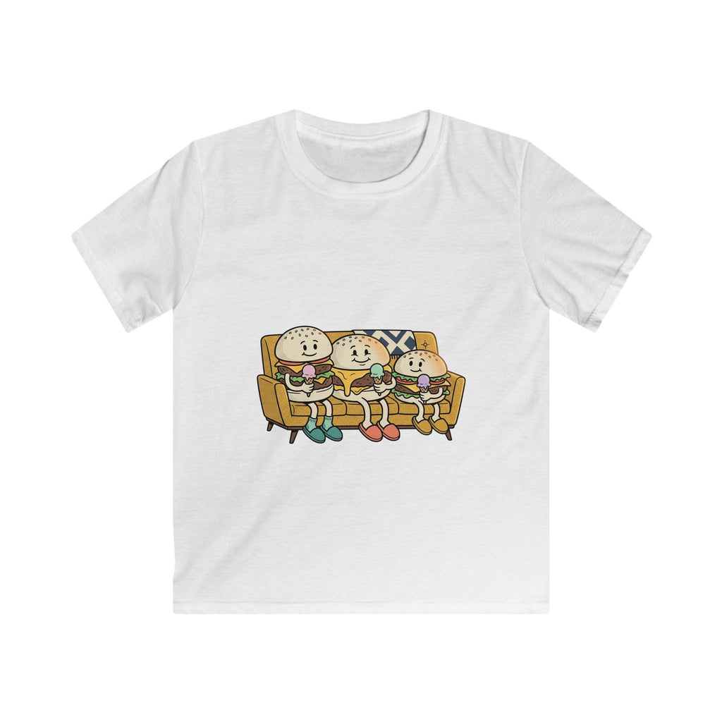 Cartoon Burger Family Couch Tee | Kids Graphic Shirt, Food Characters