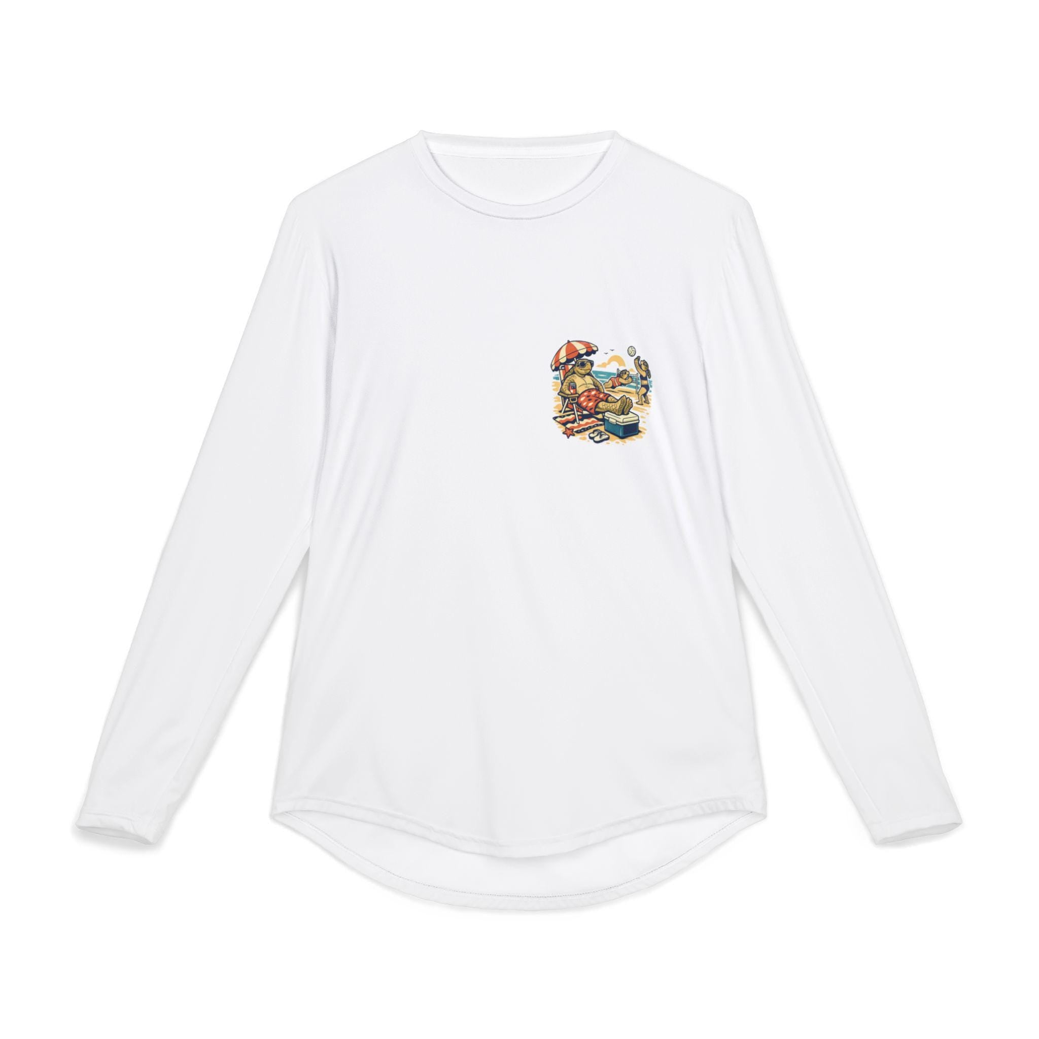 Turtle Beach Scene Long Sleeve Shirt | Retro Summer Vacation Graphic Tee