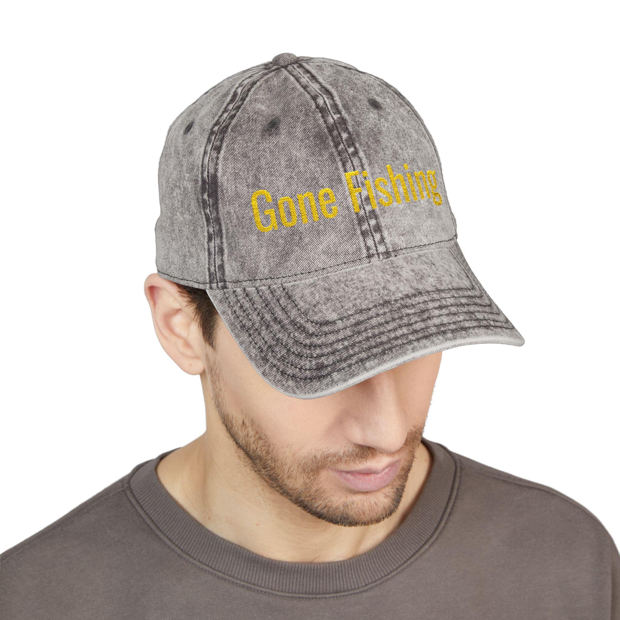 Gone Fishing Cap | Vintage Washed Embroidered Hat
