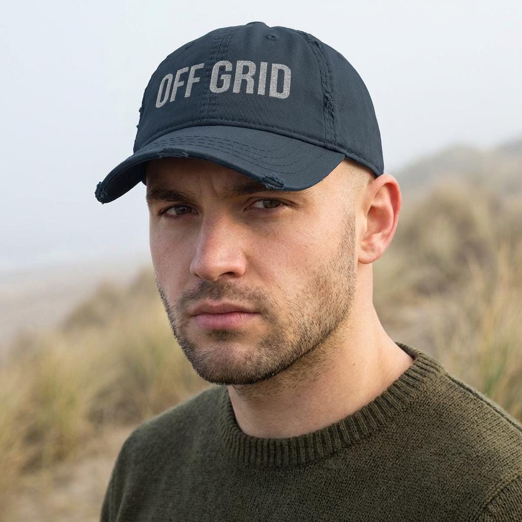 OFF GRID Embroidered Dad Hat | Distressed Baseball Cap