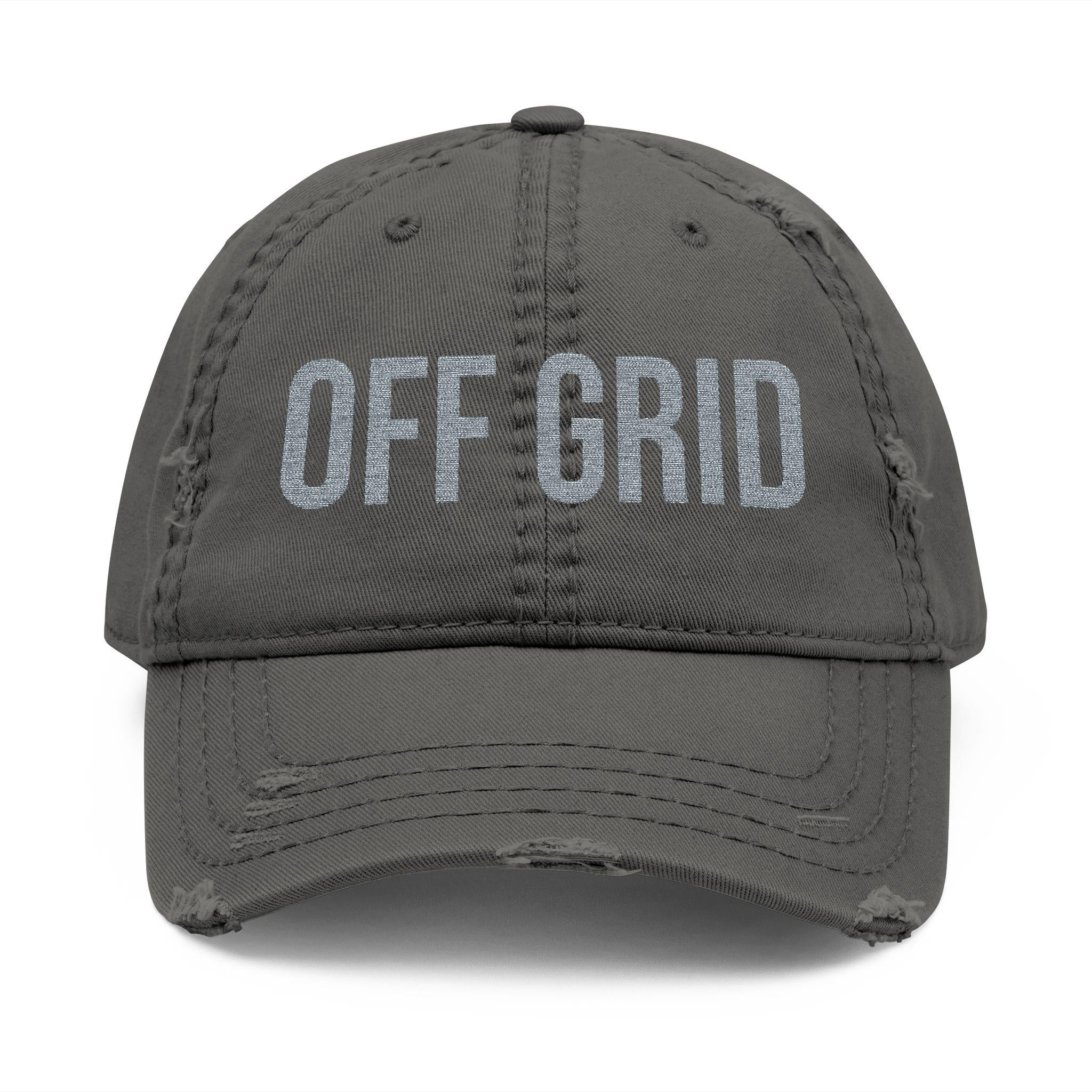 OFF GRID Embroidered Dad Hat | Distressed Baseball Cap