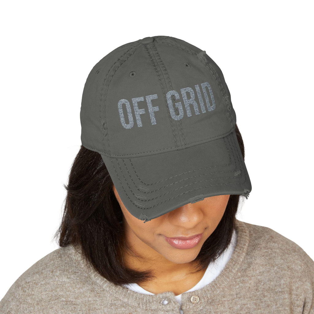 OFF GRID Embroidered Dad Hat | Distressed Baseball Cap