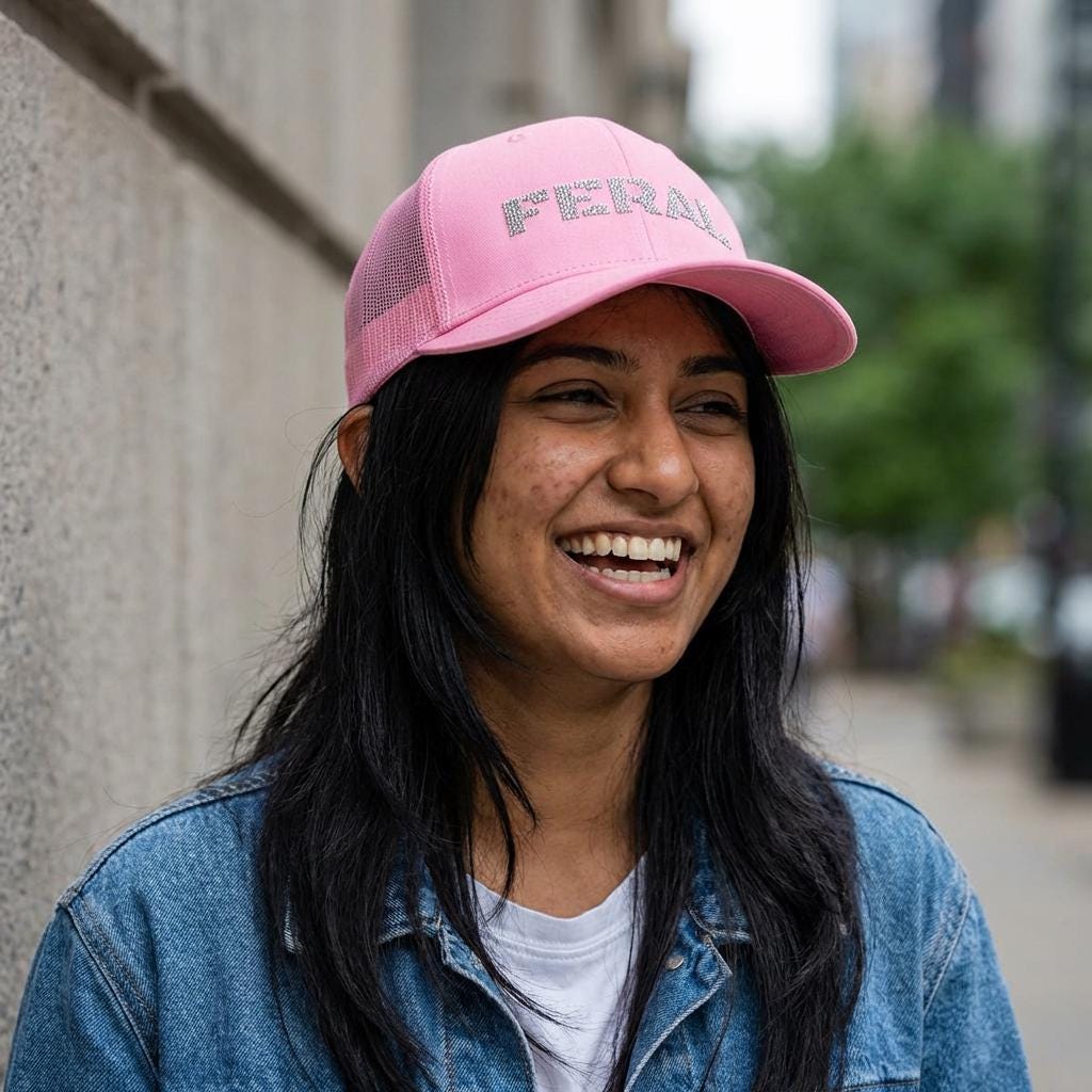 FERAL leopard print Snapback Cap | Trucker hat, embroidered text