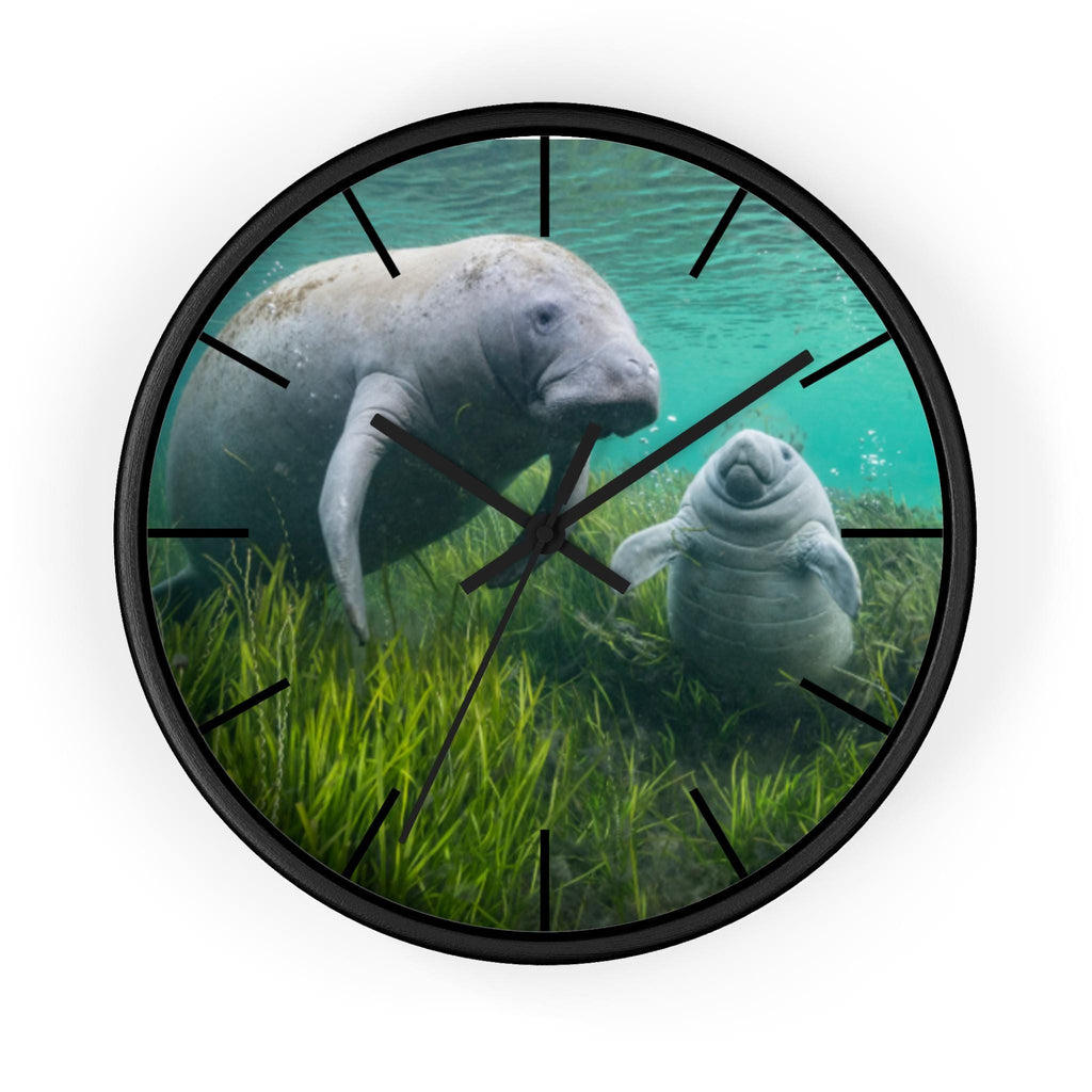 Manatee Family Wall Clock | Sea Life Nursery Decor, Ocean Animal Clock