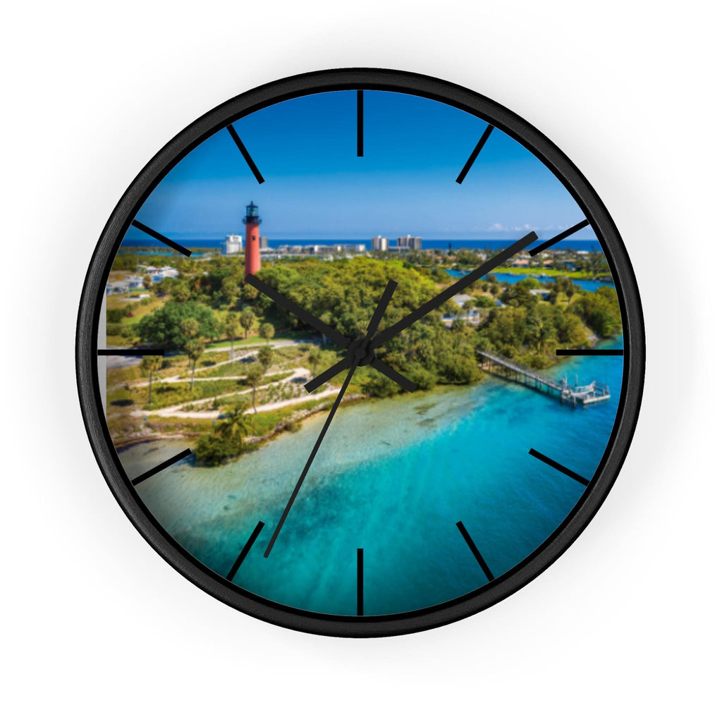 Jupiter Inlet Lighthouse 10" Wooden Wall Clock, Coastal Beach House Decor