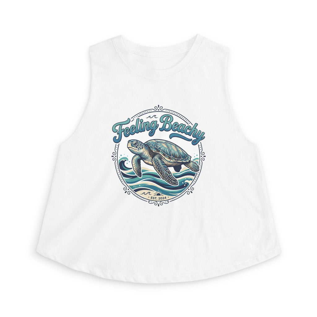 Sea Turtle Feeling Beachy Crop Top | Retro Surf Waves Tank