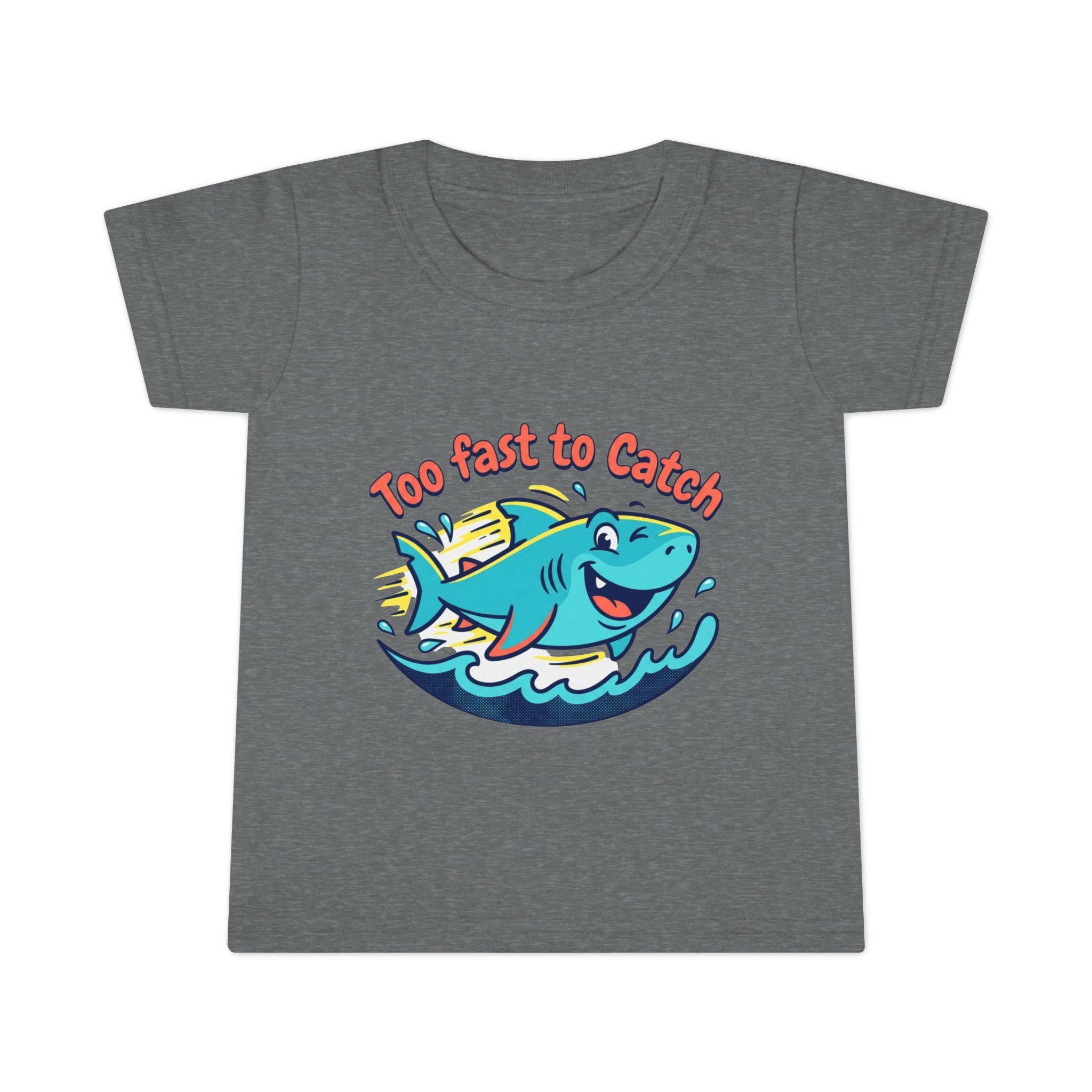 Too Fast to Catch Shark Toddler T-shirt | Cute Surfing Shark, Ocean Kids Tee