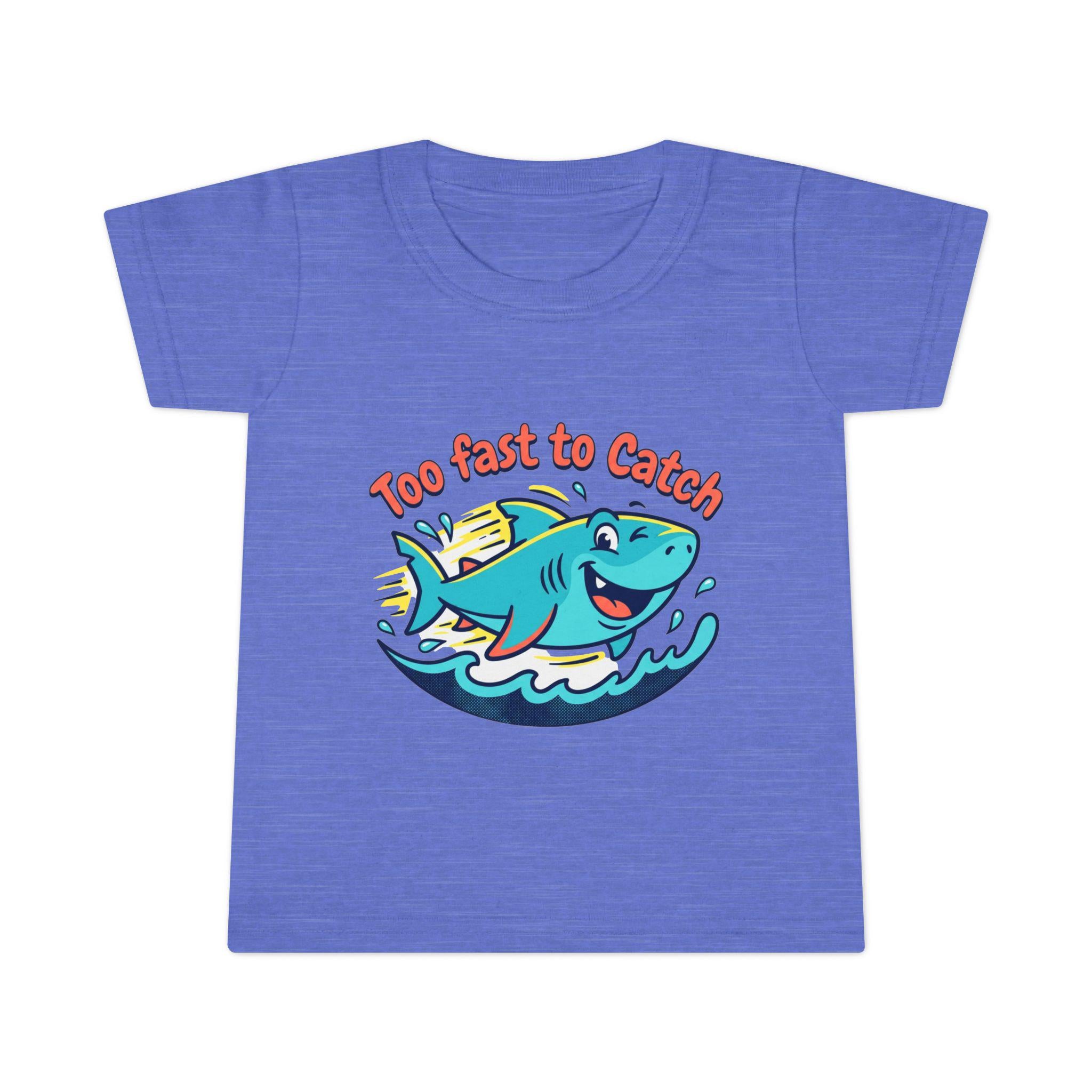 Too Fast to Catch Shark Toddler T-shirt | Cute Surfing Shark, Ocean Kids Tee