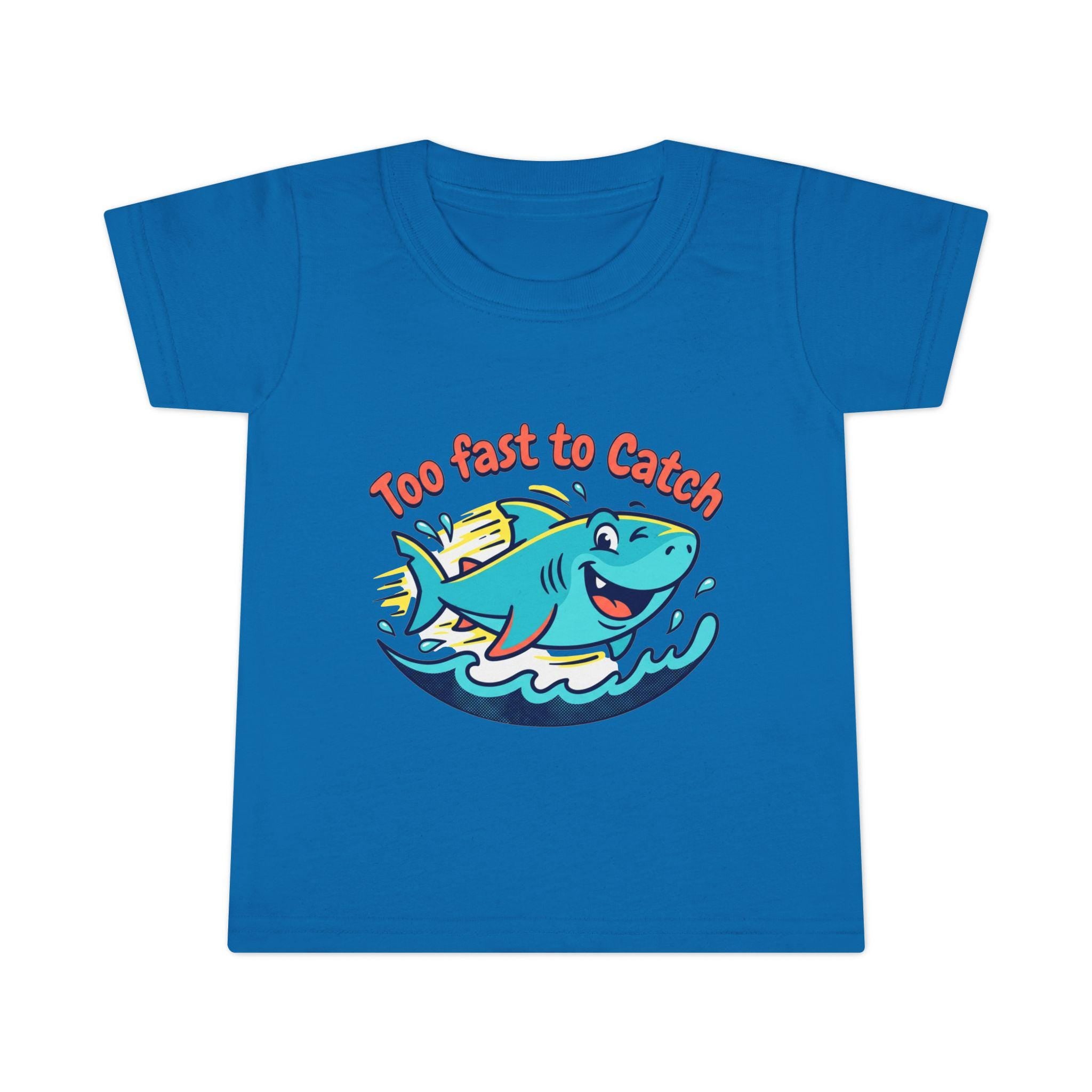 Too Fast to Catch Shark Toddler T-shirt | Cute Surfing Shark, Ocean Kids Tee