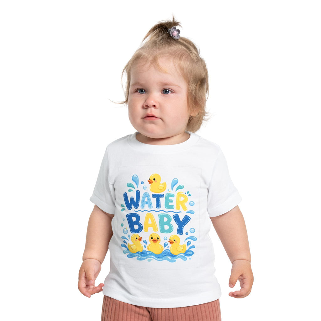 Water Baby Baby Short Sleeve T-Shirt | Rubber Ducklings, Splash Design