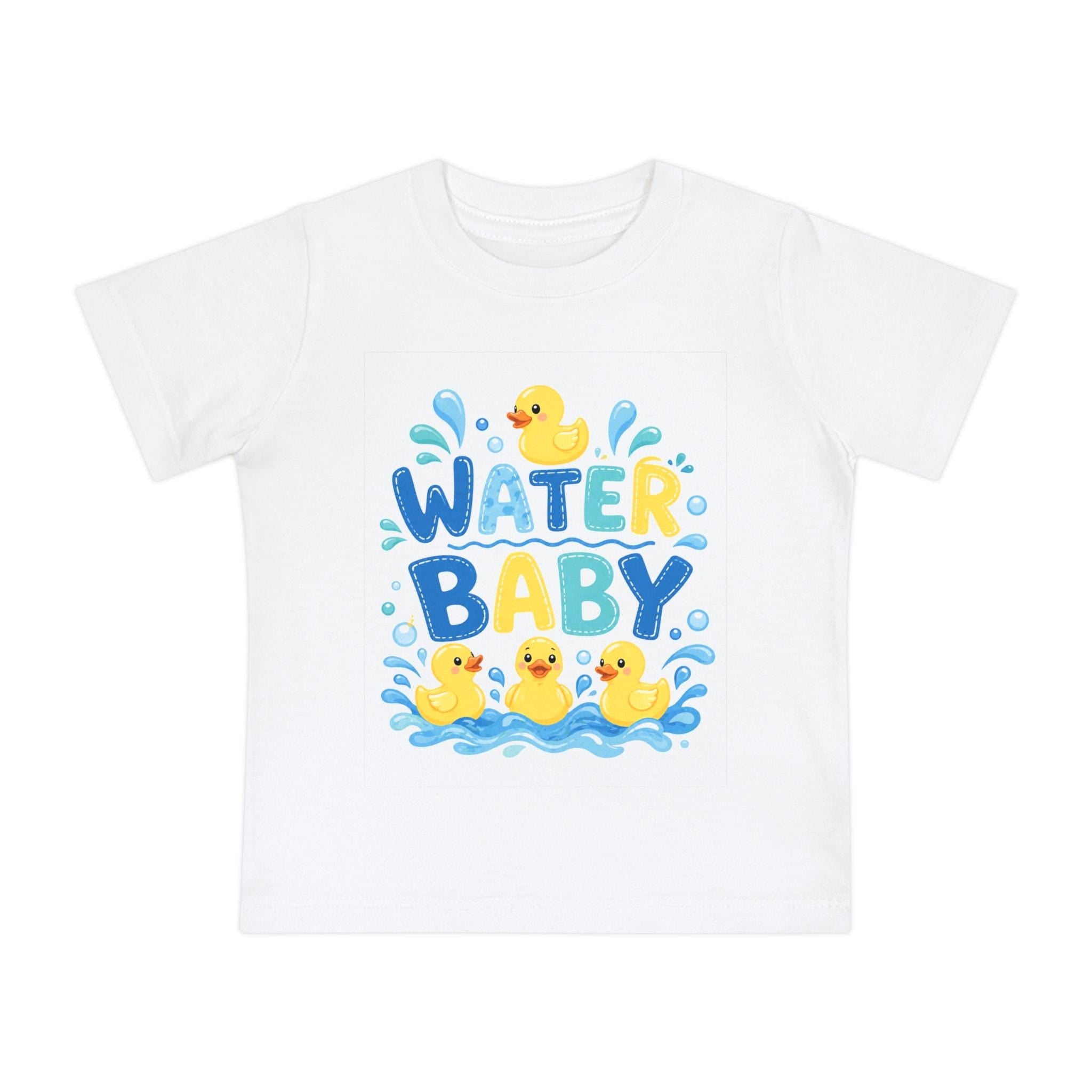 Water Baby Baby Short Sleeve T-Shirt | Rubber Ducklings, Splash Design