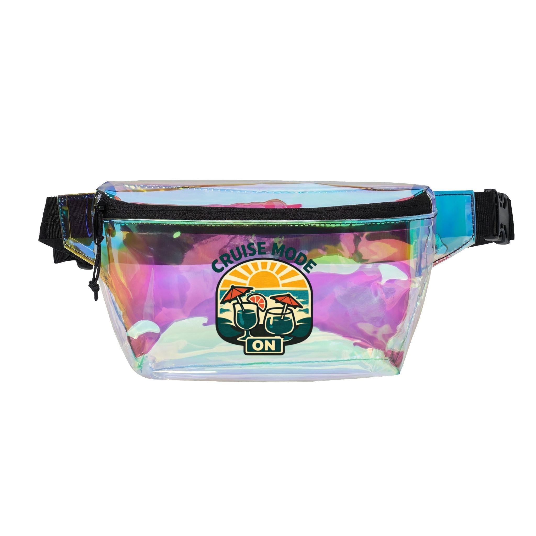 Cruise Mode On Transparent Fanny Pack | Clear IRIDESCENT Festival Waist Bag