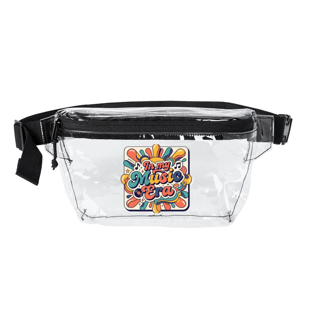 Retro "In My Music Era" Sticker Transparent Fanny Pack | Clear Festival Waist Bag