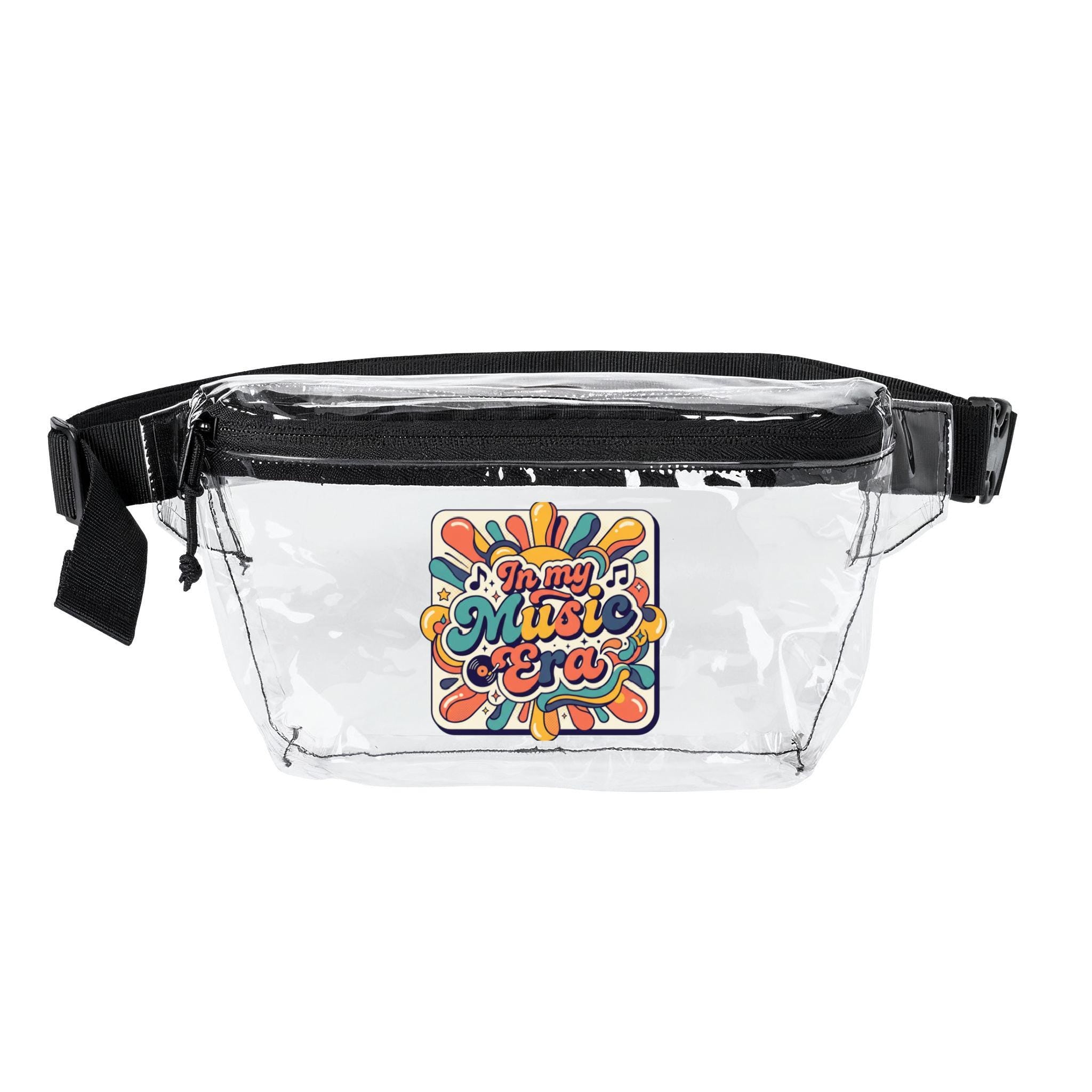 Retro "In My Music Era" Sticker Transparent Fanny Pack | Clear Festival Waist Bag