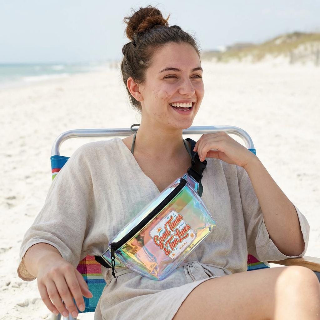 Good Times & Tan Lines Transparent Fanny Pack | Clear Beach Festival Bag