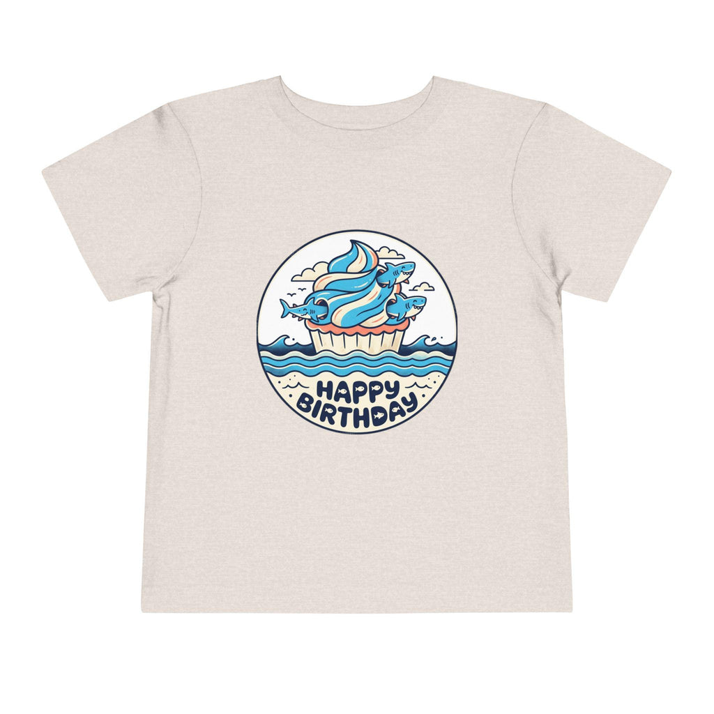 Ocean Cupcake with Whale 'Happy Birthday' Toddler Tee | Kids Birthday Shirt