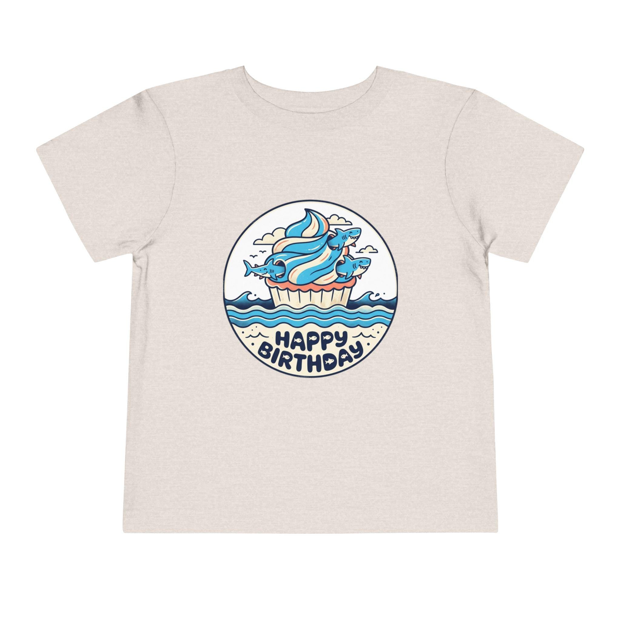 Ocean Cupcake with Whale 'Happy Birthday' Toddler Tee | Kids Birthday Shirt