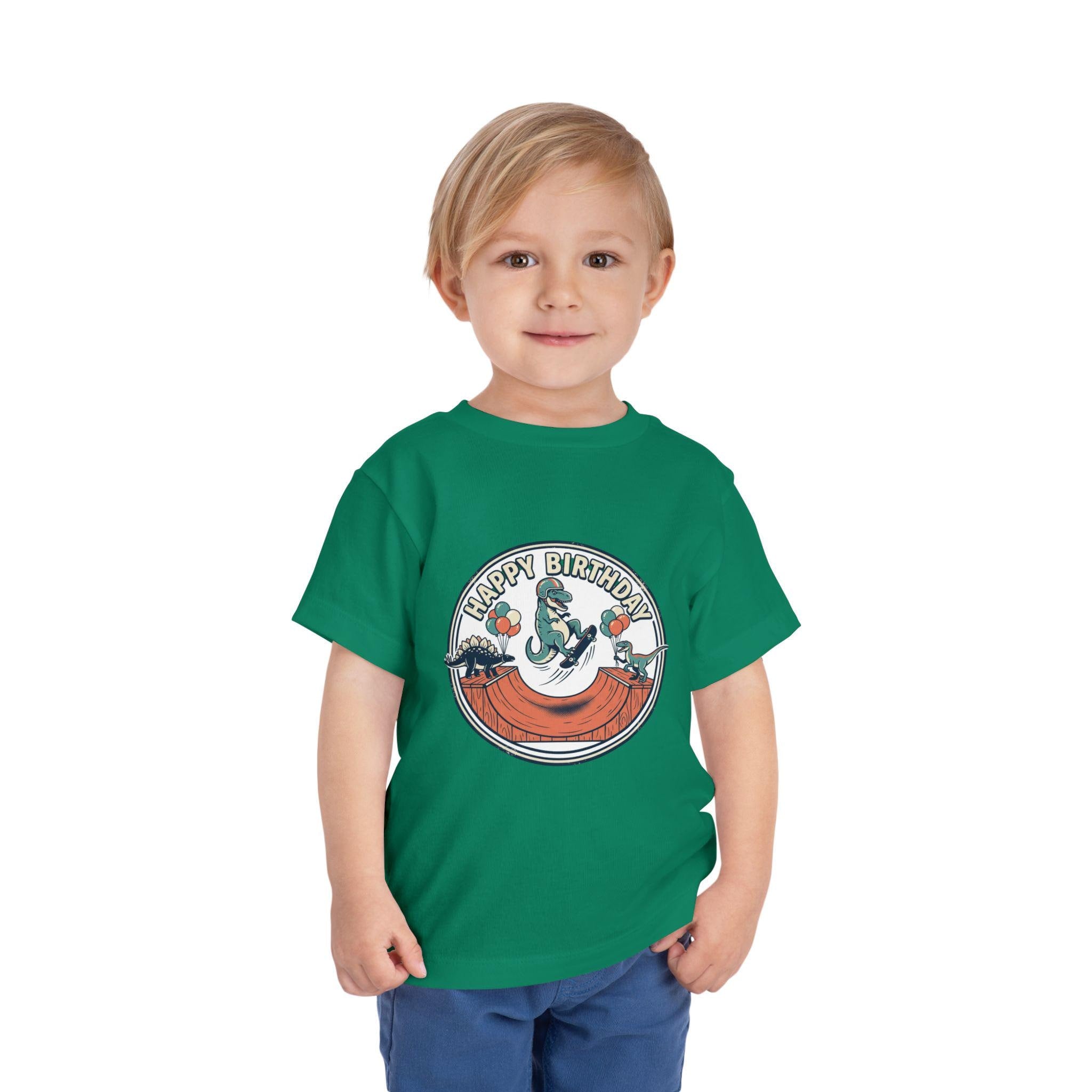 Dinosaur Skateboard Birthday Toddler Tee | Soft Cotton Dino Party Shirt