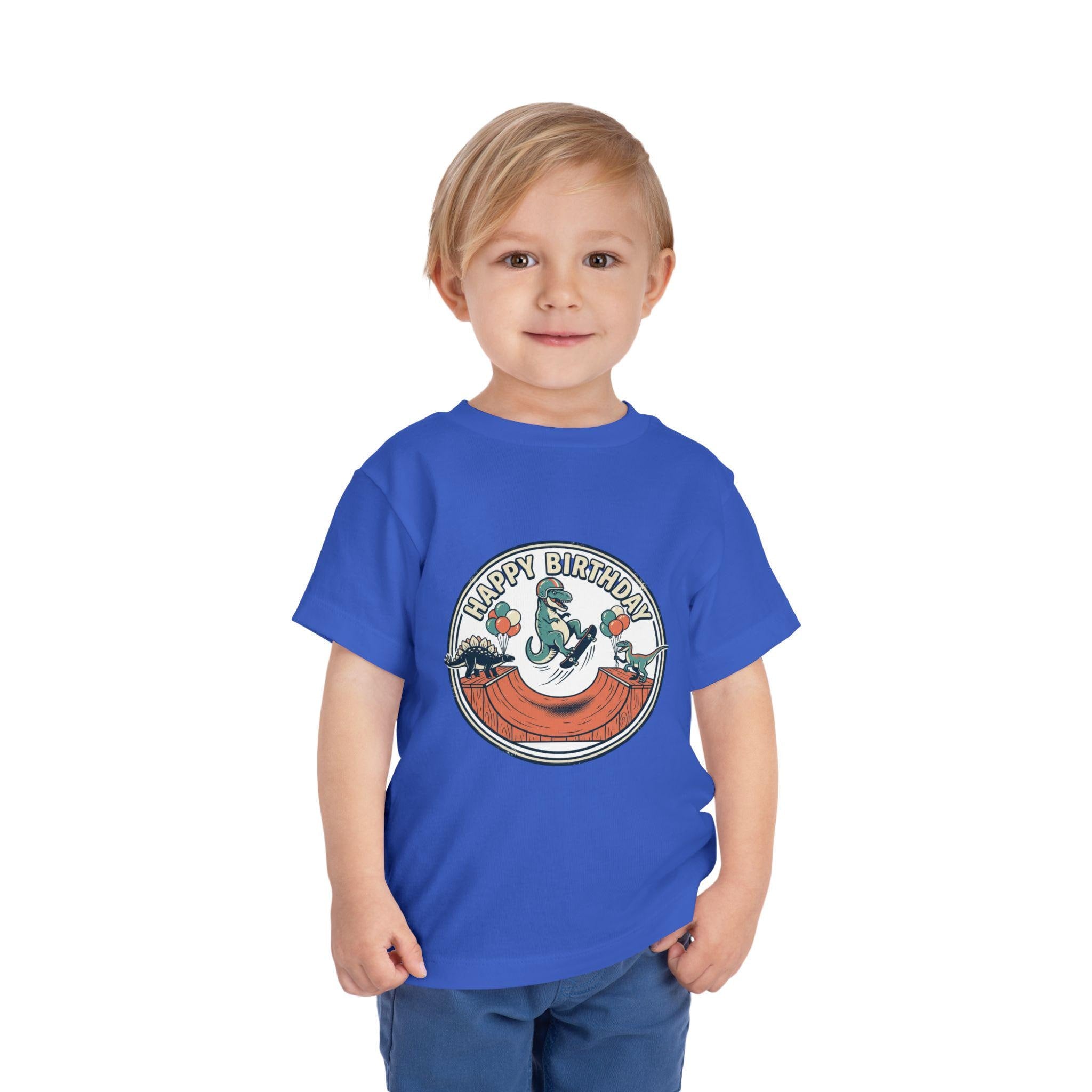 Dinosaur Skateboard Birthday Toddler Tee | Soft Cotton Dino Party Shirt