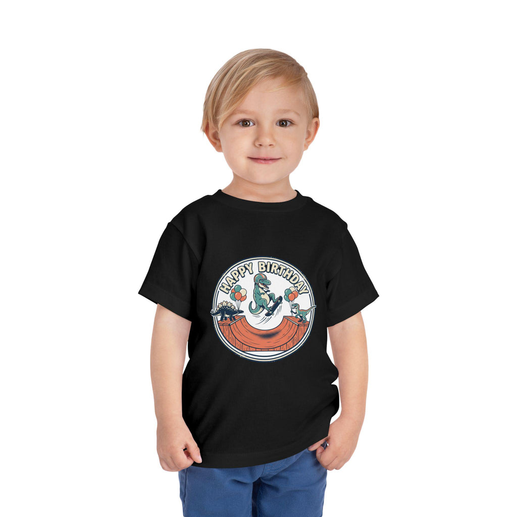 Dinosaur Skateboard Birthday Toddler Tee | Soft Cotton Dino Party Shirt