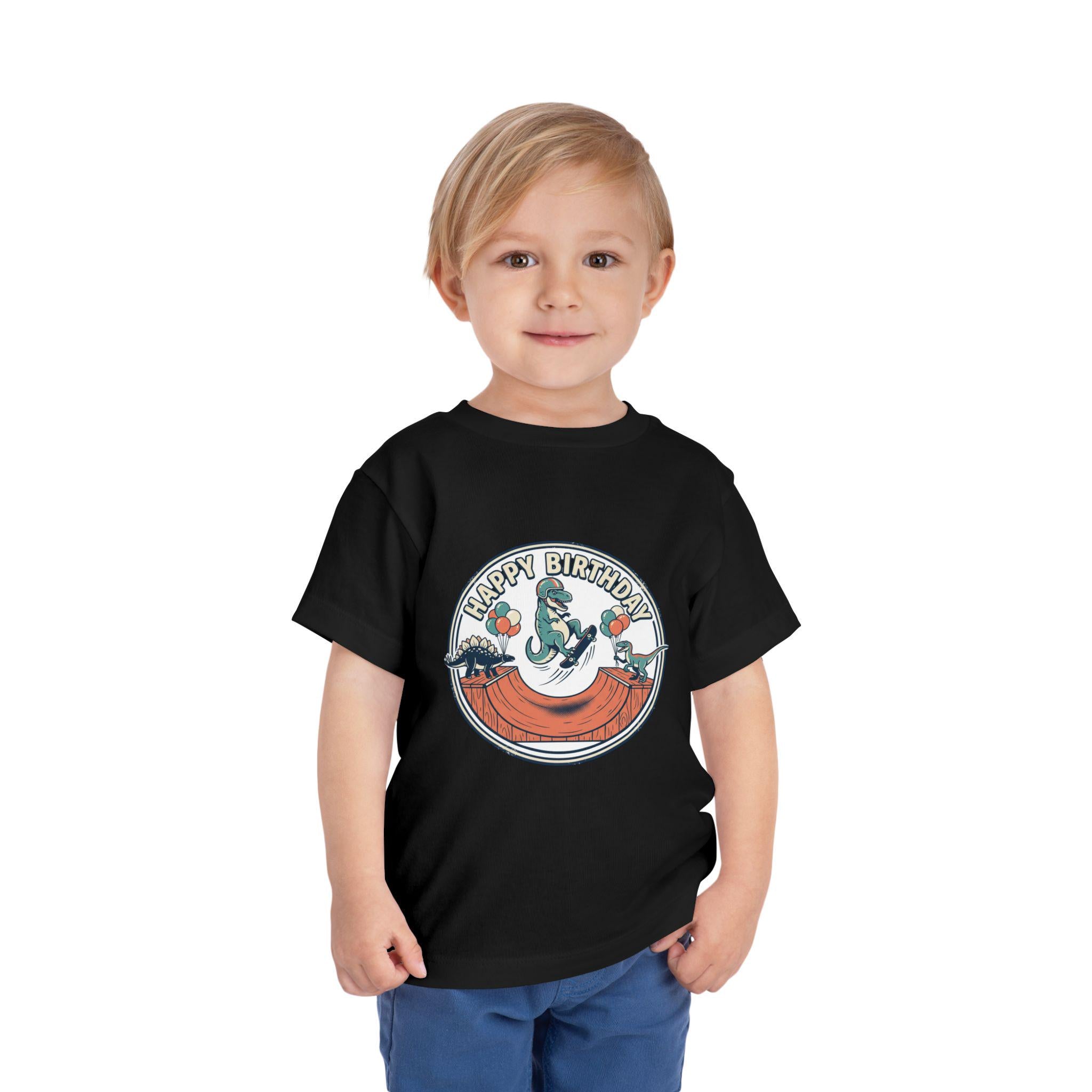 Dinosaur Skateboard Birthday Toddler Tee | Soft Cotton Dino Party Shirt