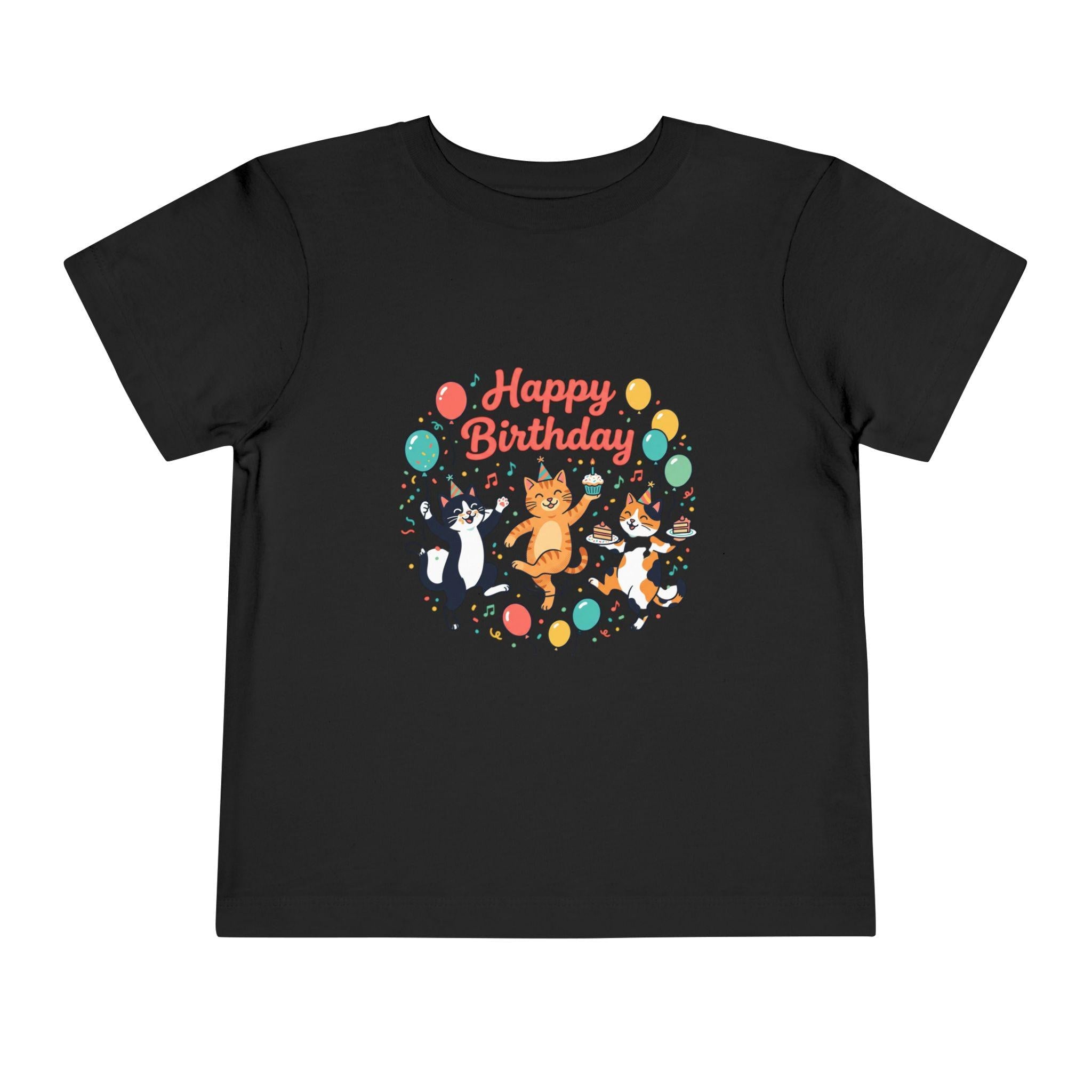 Happy Birthday Dancing Cats Toddler Tee | Balloons, Confetti