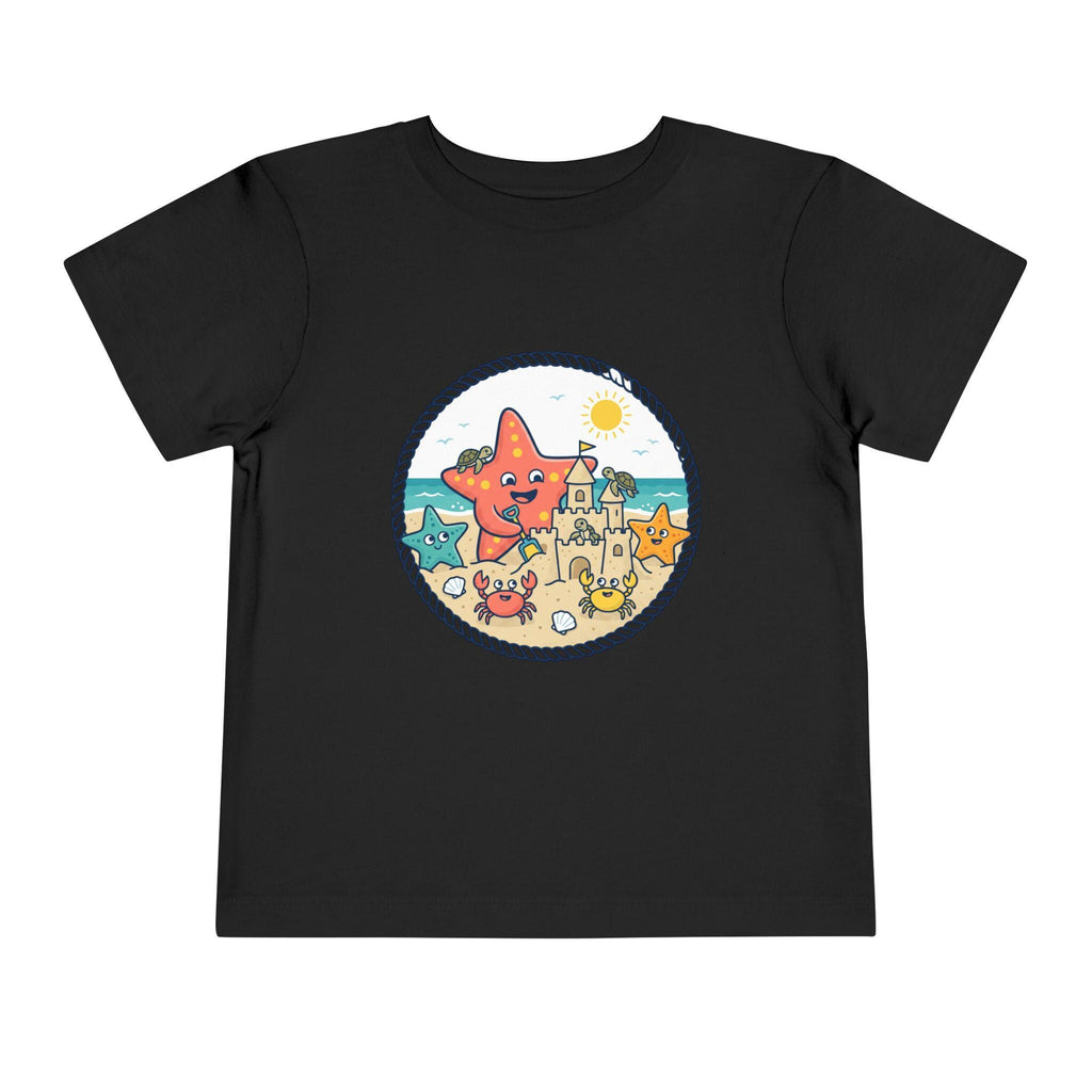 Starfish Beach Scene Toddler Tee | Sandcastle, Ocean Friends