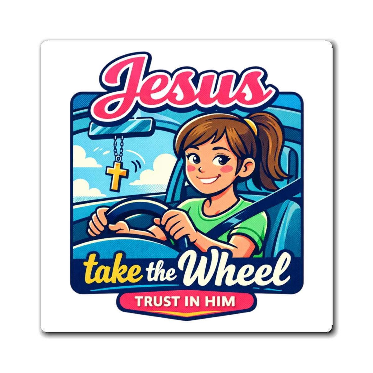 Jesus Take the Wheel magnet, Christian faith car decal | Trust in Him