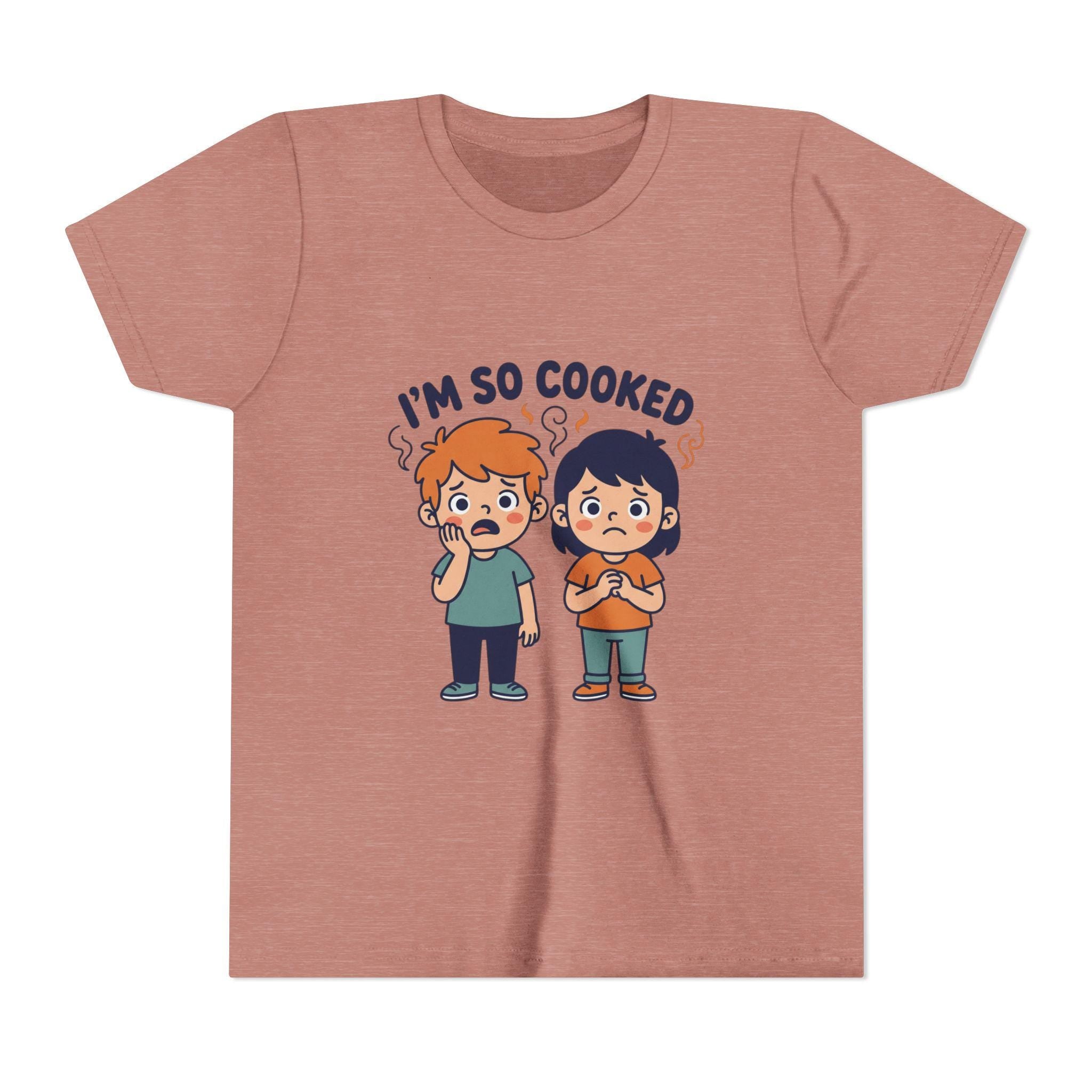 I'm So Cooked kids tee | Funny cartoon kids shirt, hot and tired design