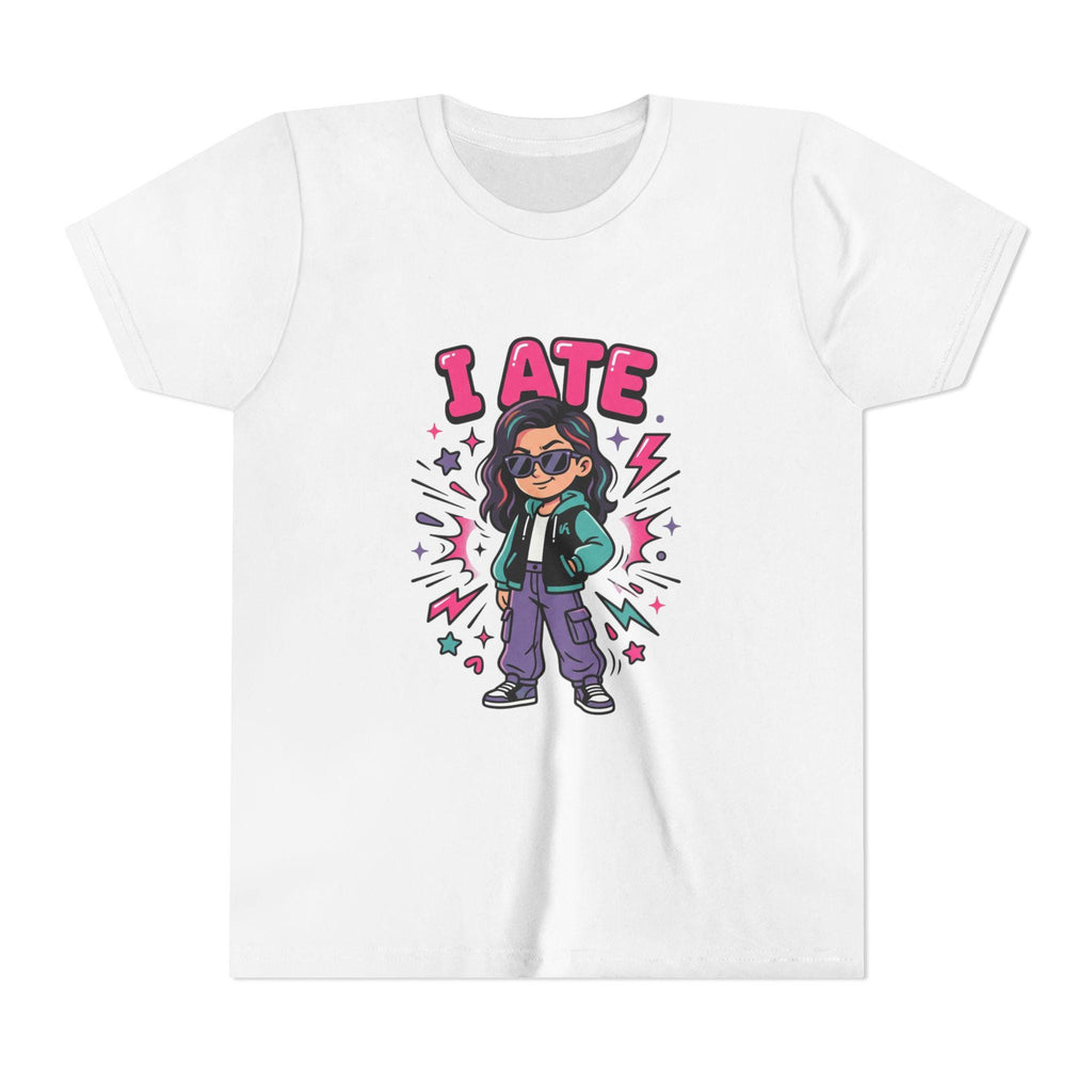 I ATE Kid Tee | Cartoon Girl Candy Snack Graphic, Youth T-Shirt
