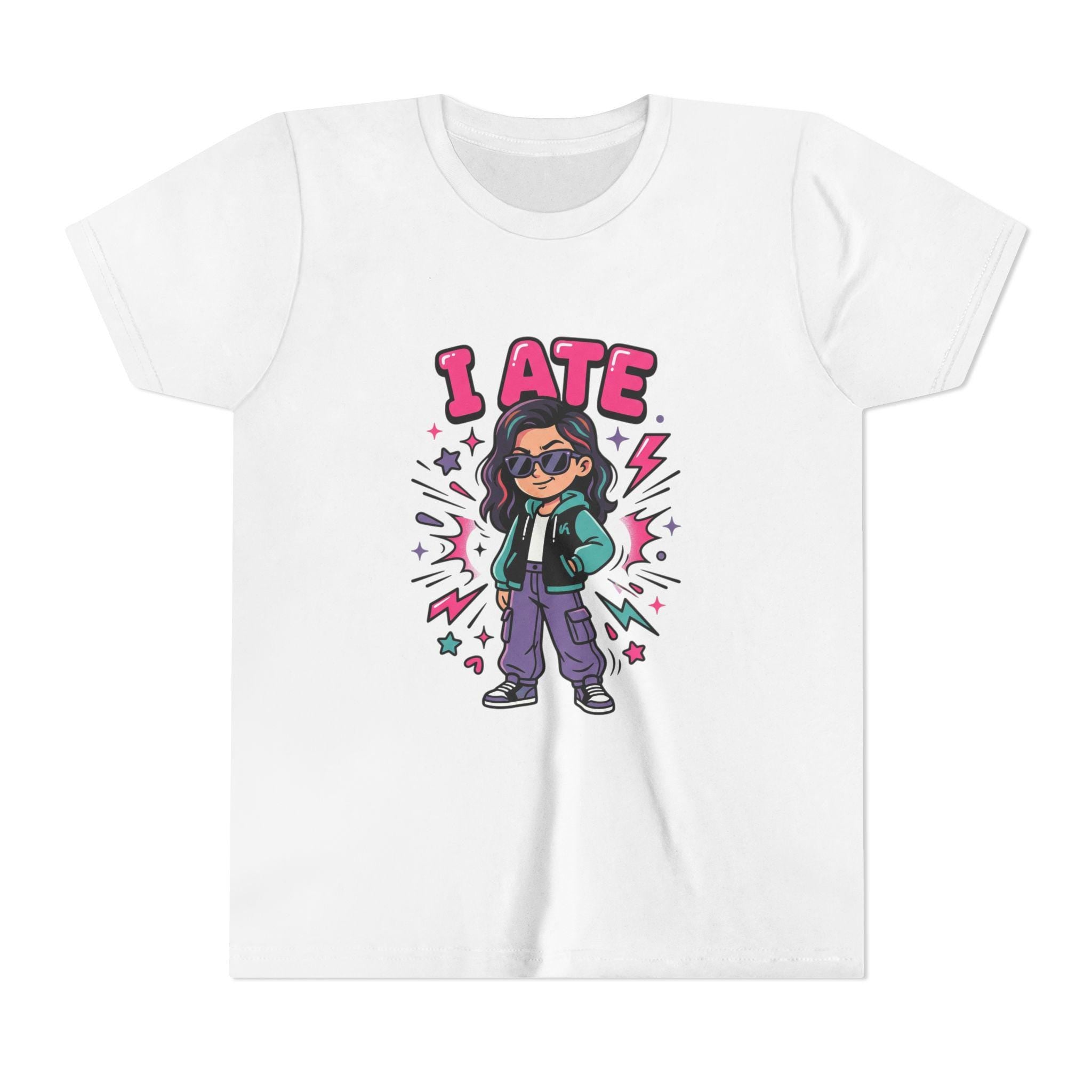 I ATE Kid Tee | Cartoon Girl Candy Snack Graphic, Youth T-Shirt