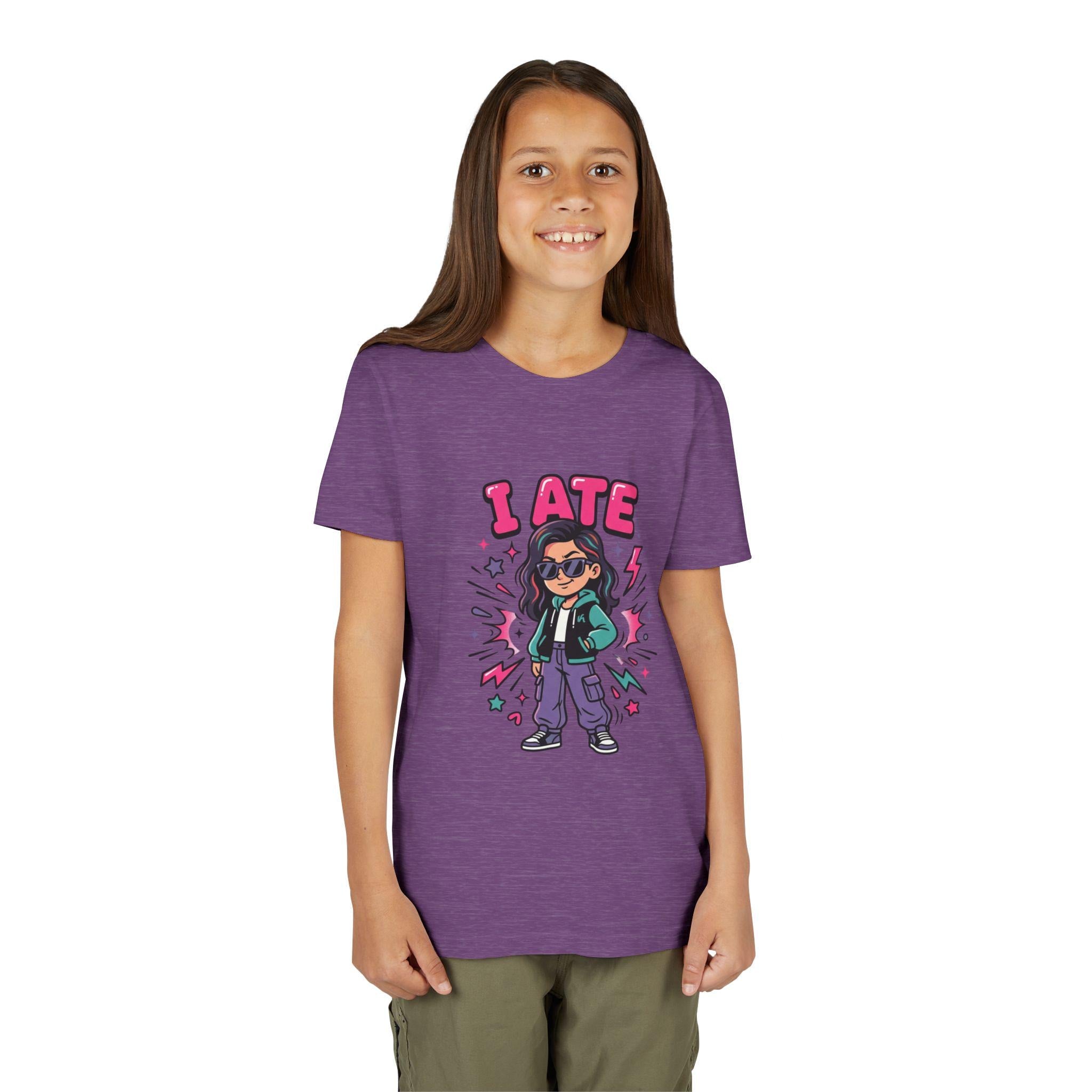 I ATE Kid Tee | Cartoon Girl Candy Snack Graphic, Youth T-Shirt