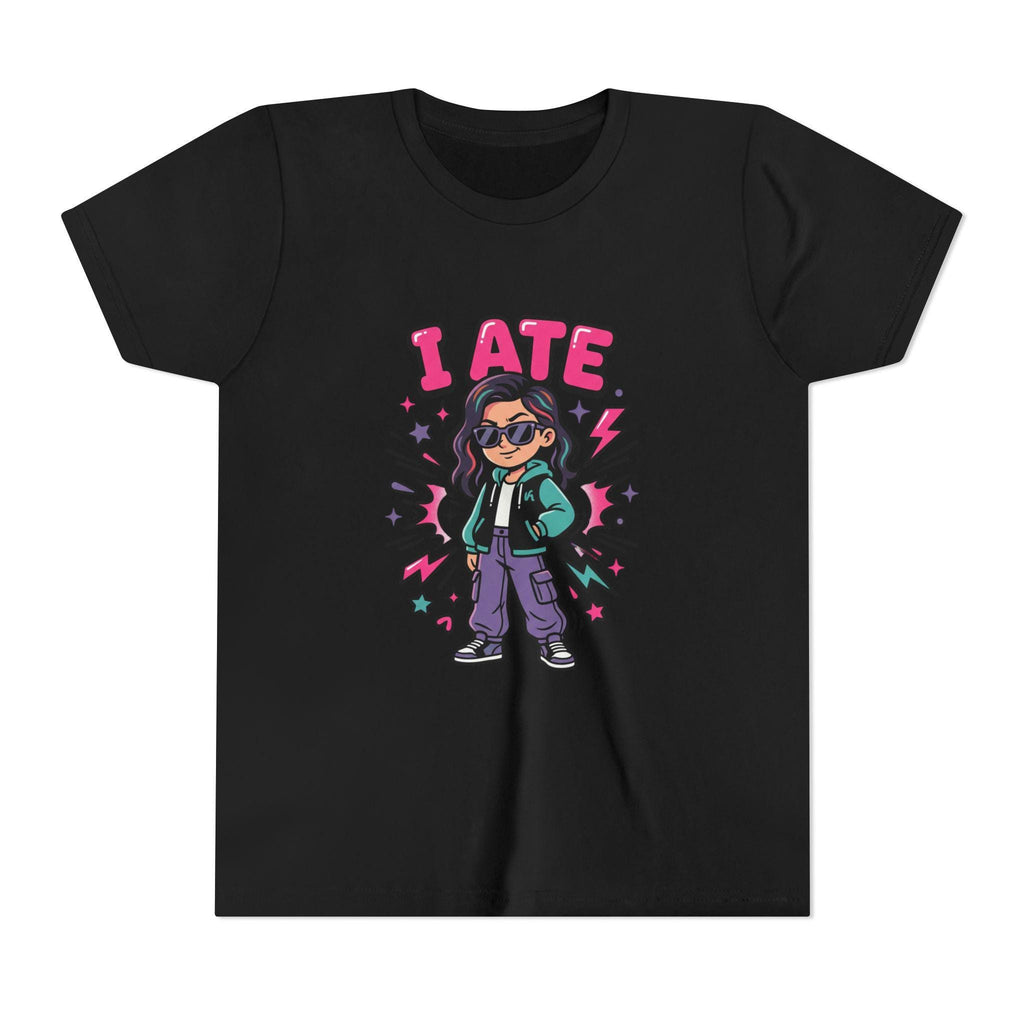 I ATE Kid Tee | Cartoon Girl Candy Snack Graphic, Youth T-Shirt