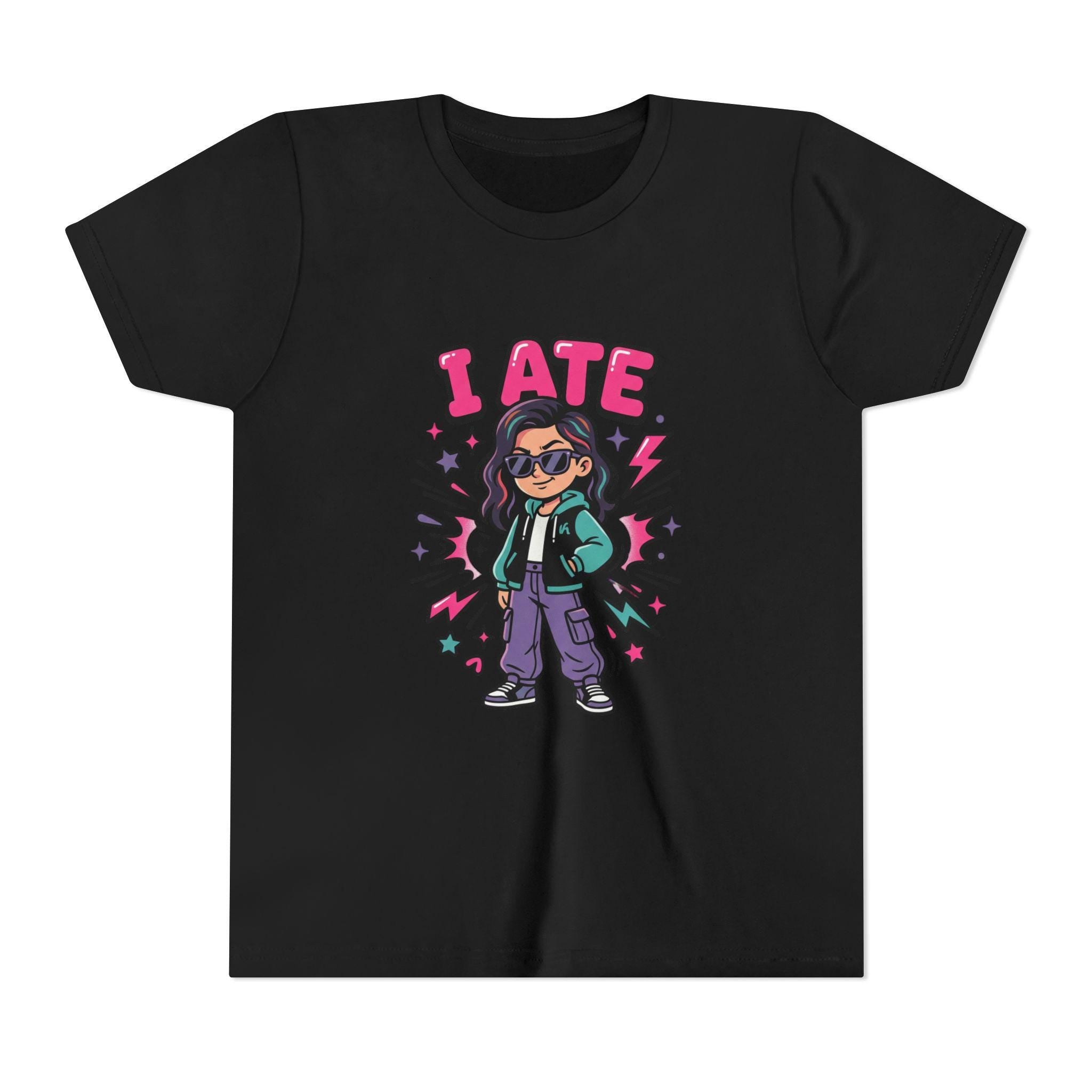 I ATE Kid Tee | Cartoon Girl Candy Snack Graphic, Youth T-Shirt