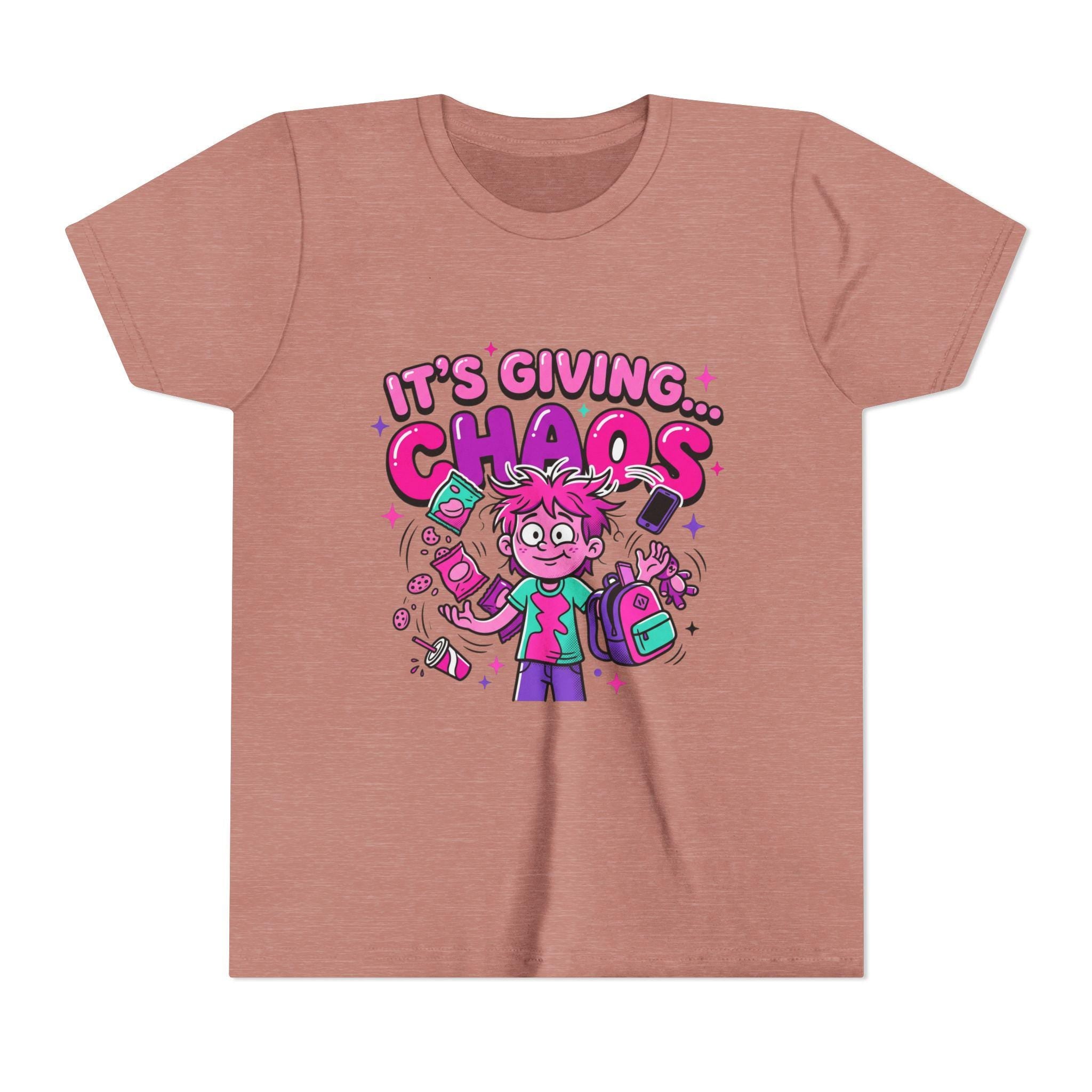 Youth Tee | Playful Chaos Cartoon Illustration, Neon Colors Graphic