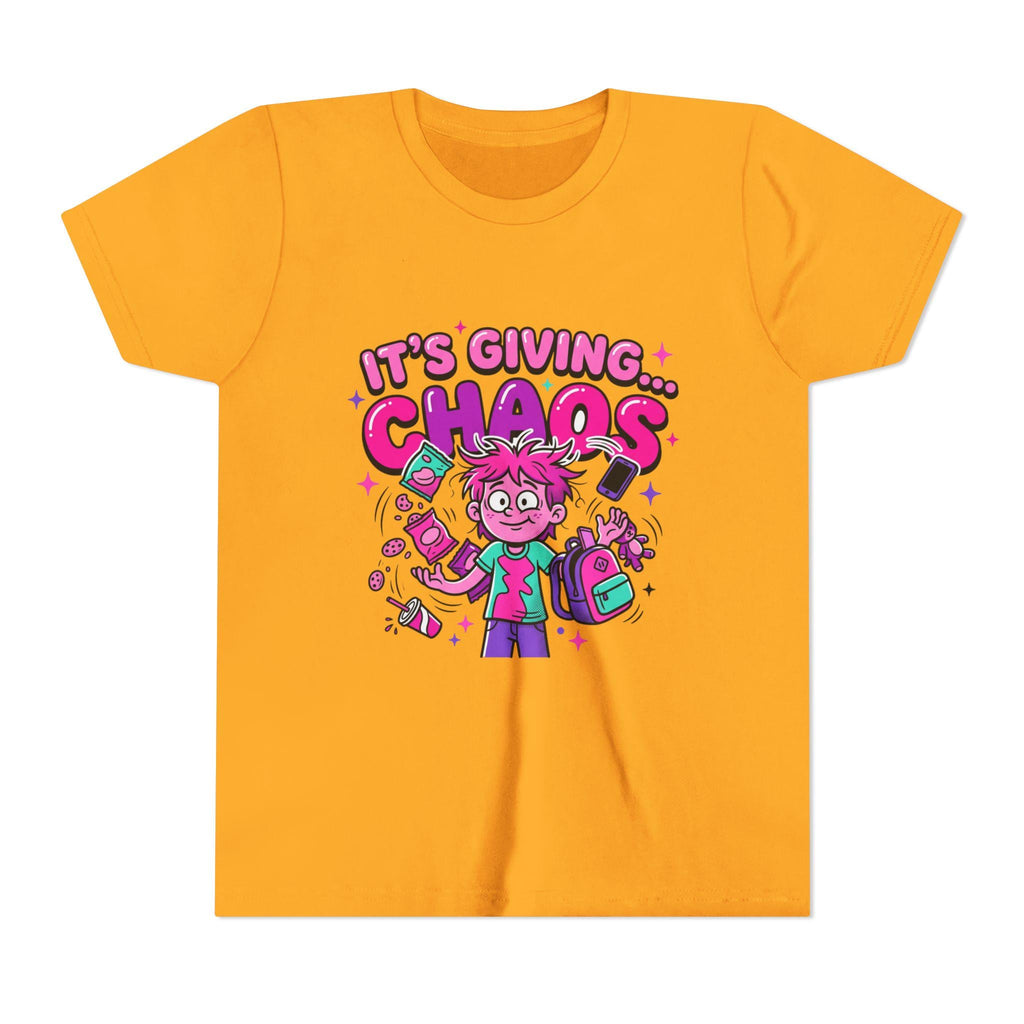 Youth Tee | Playful Chaos Cartoon Illustration, Neon Colors Graphic