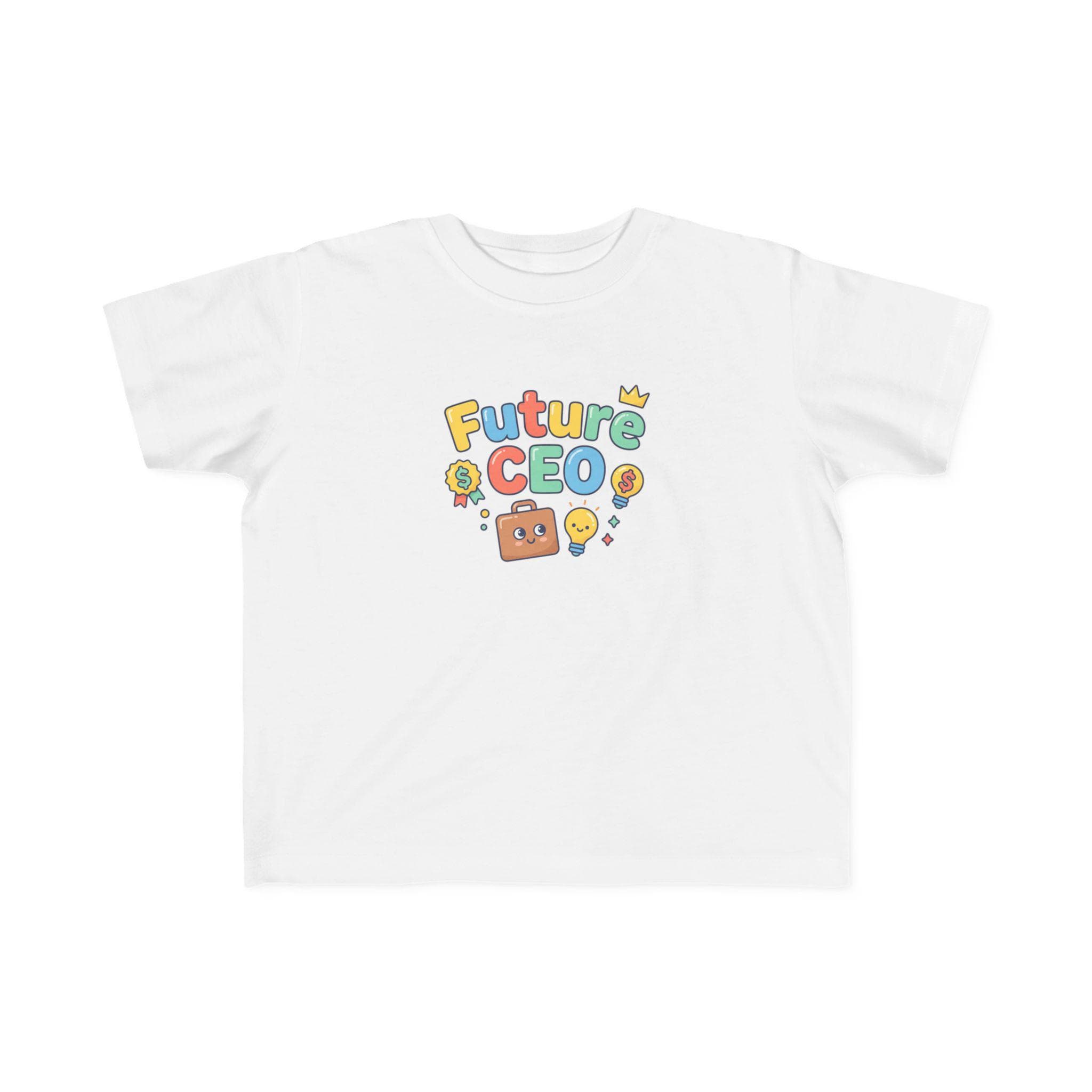 Future CEO Toddler Tee | Cartoon Briefcase, Crown, Lightbulb Graphic