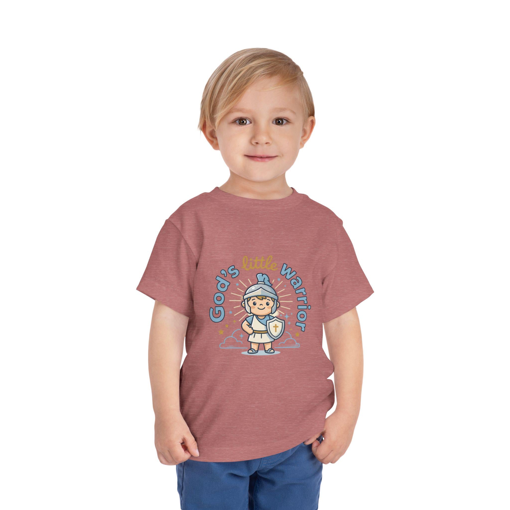 God's Little Warrior toddler tee | Christian knight graphic