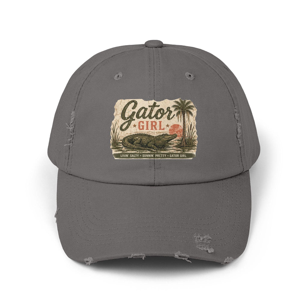 Gator Girl baseball cap | distressed alligator palm tree patch