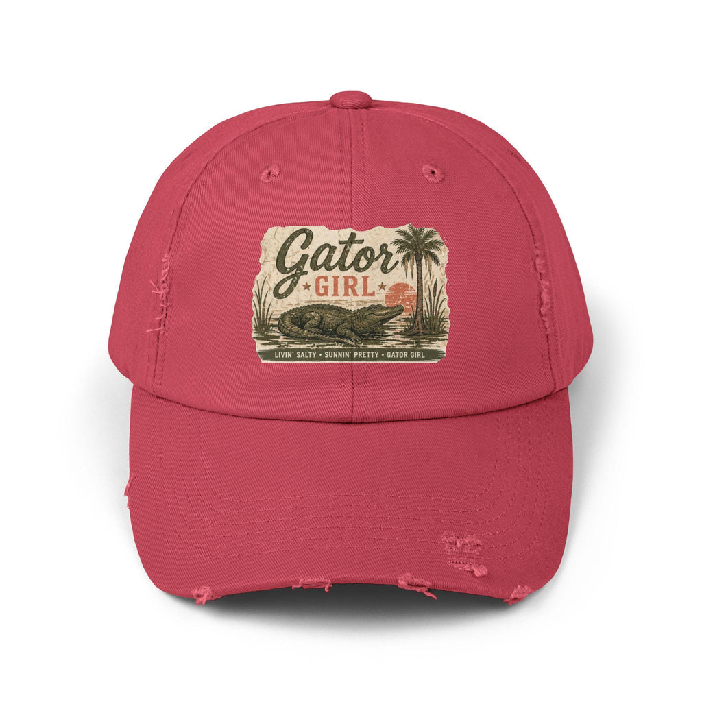 Gator Girl baseball cap | distressed alligator palm tree patch