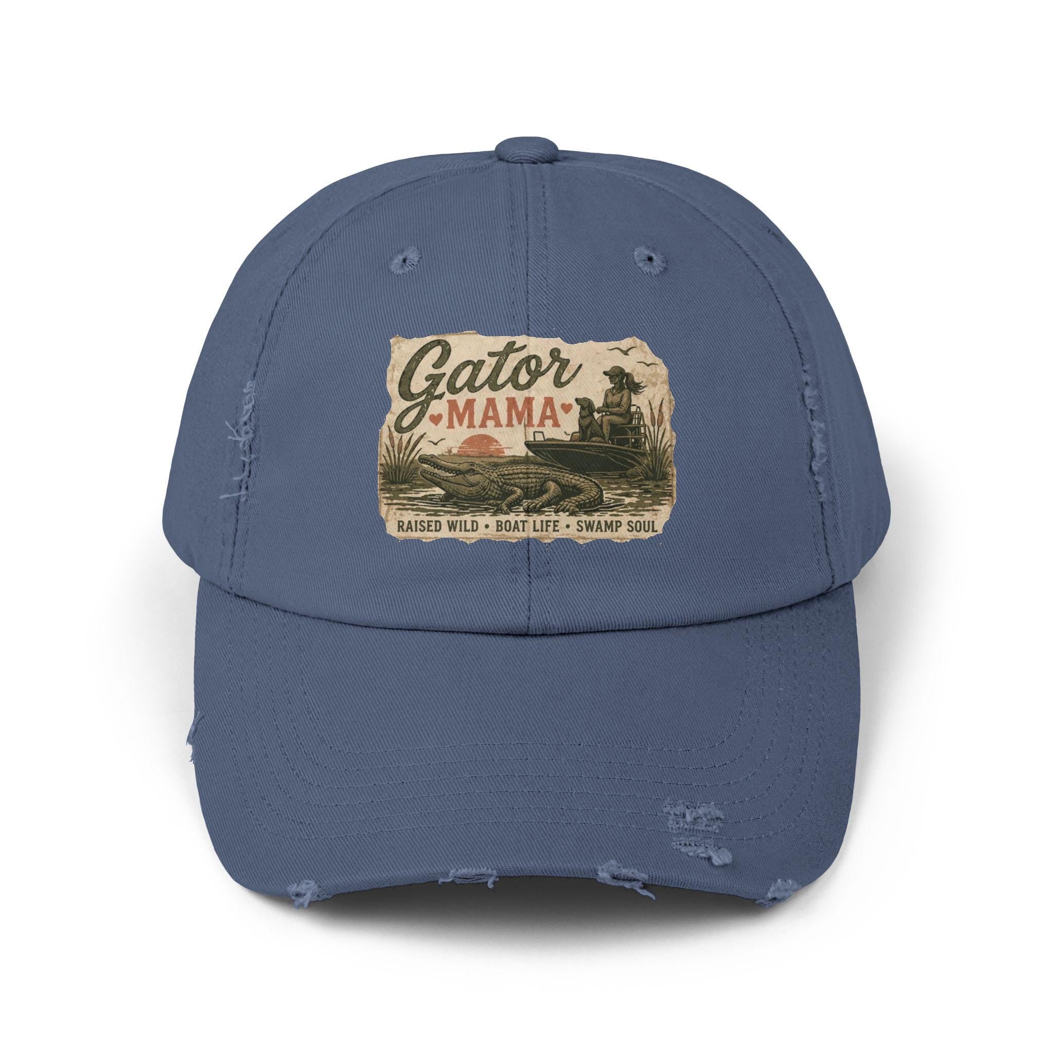 Gator Mama distressed patch Cap | alligator swamp vintage design