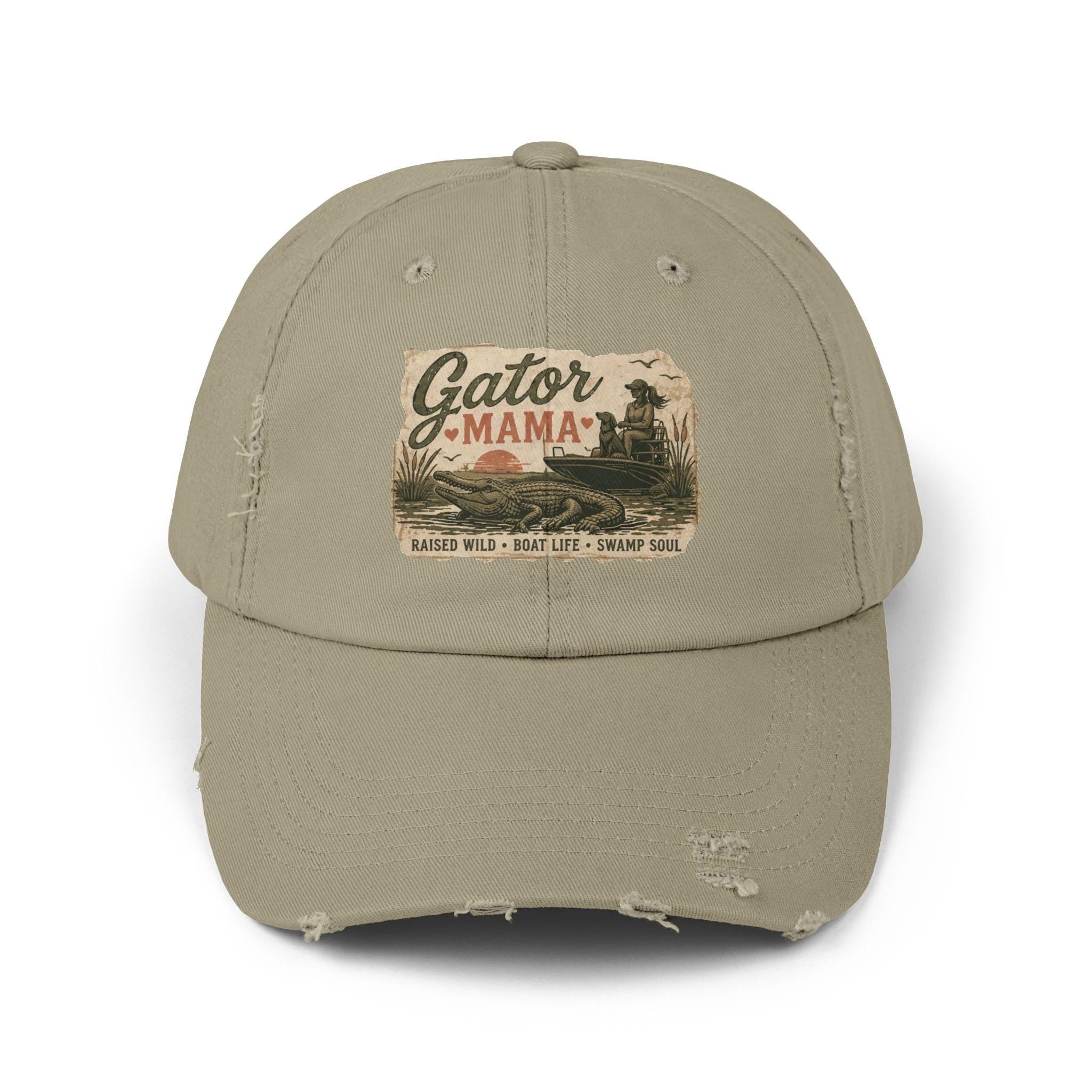 Gator Mama distressed patch Cap | alligator swamp vintage design