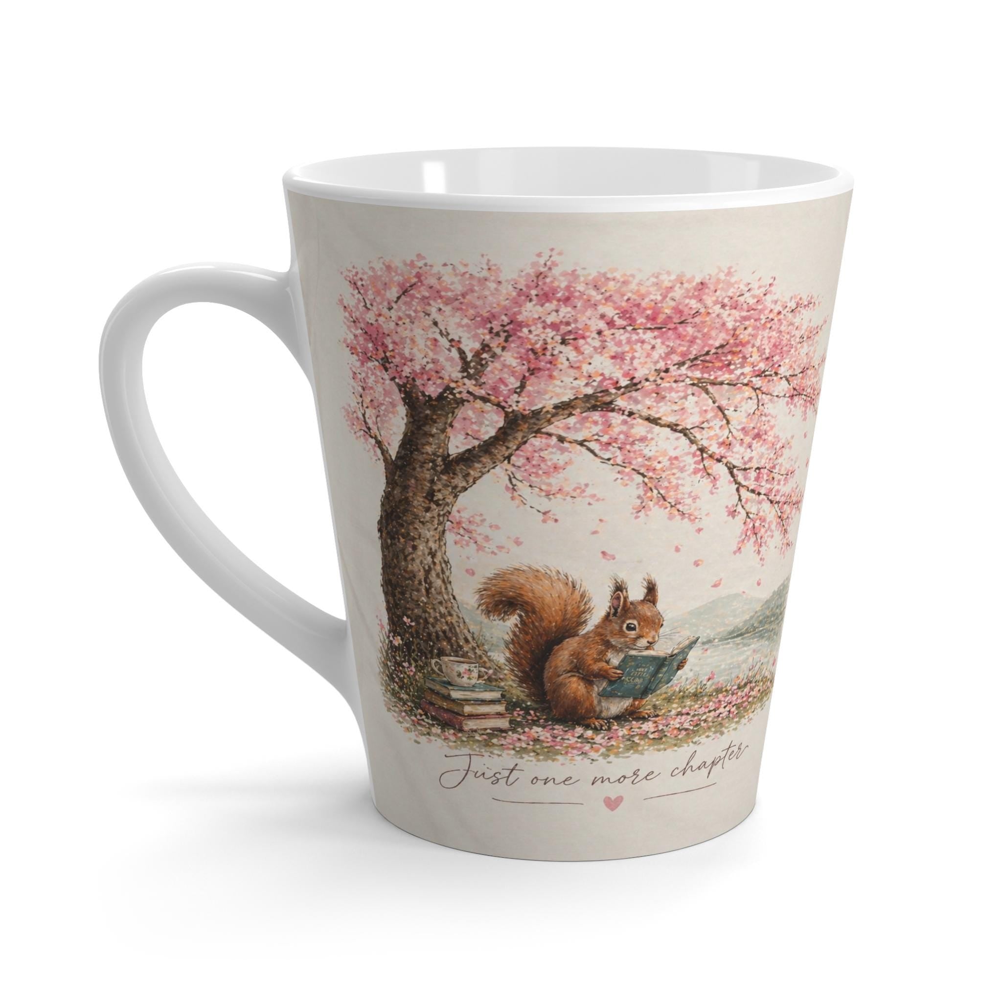 Cherry Blossom Squirrel Latte Mug | Reading Tree Ceramic Mug